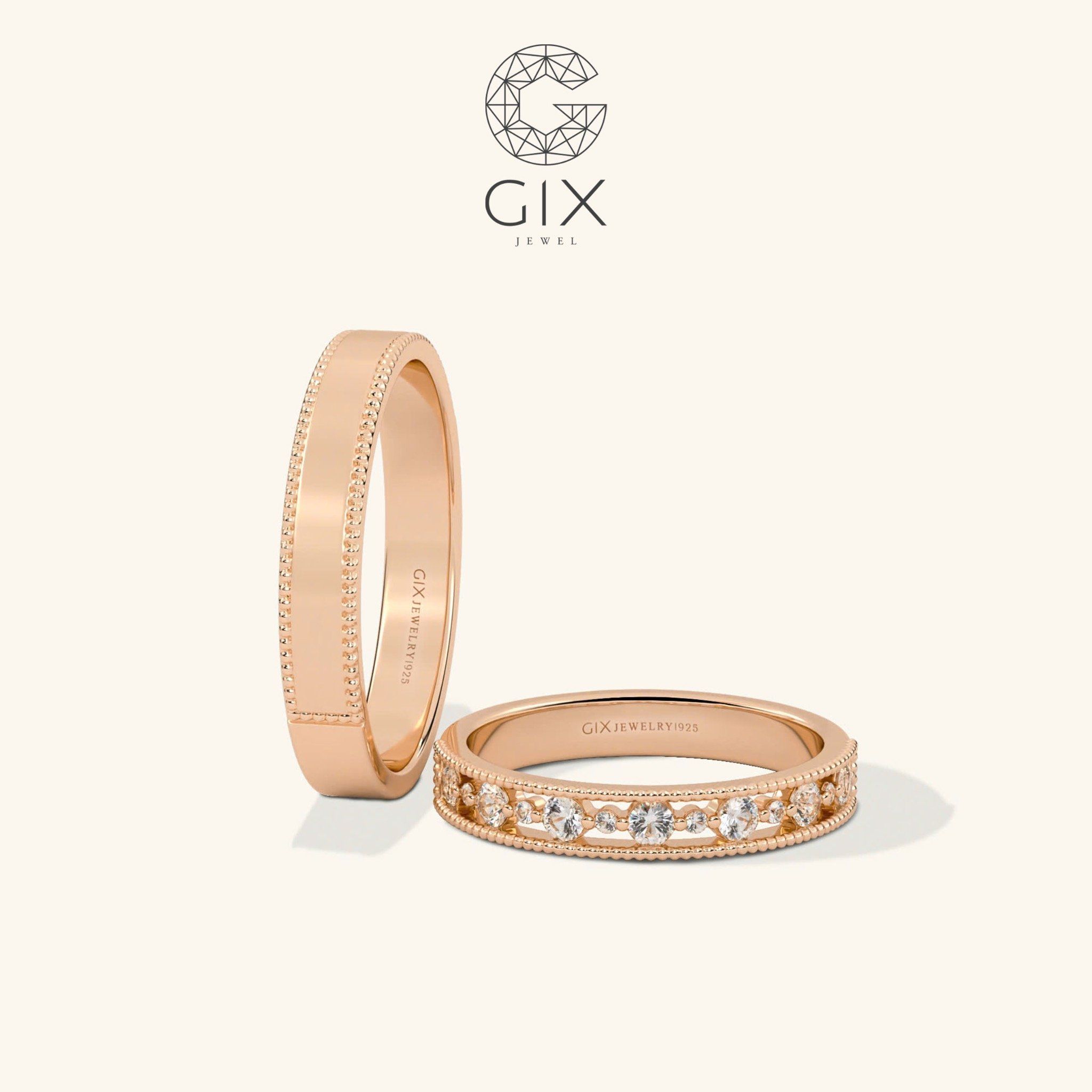 Nhẫn cưới vàng tây 610 đính đá Moissanite Gix Jewel - GCR25050098