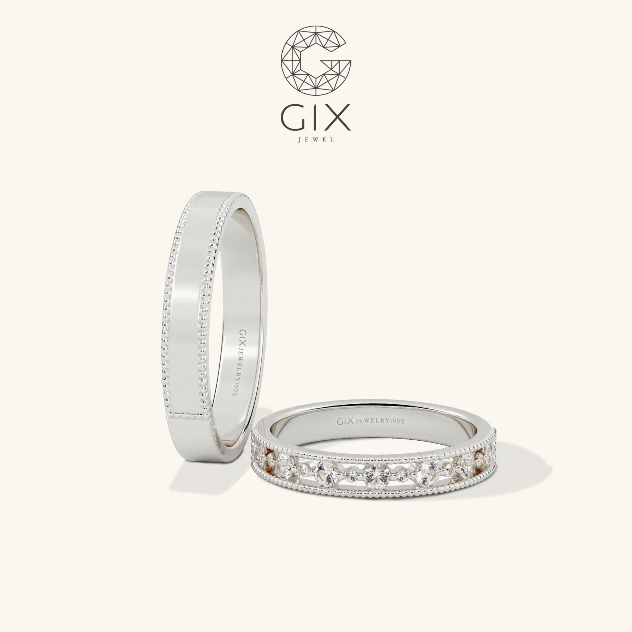 Nhẫn cưới vàng 14k kiểu mới đính đá Moissanite Gix Jewel - GCR25050098