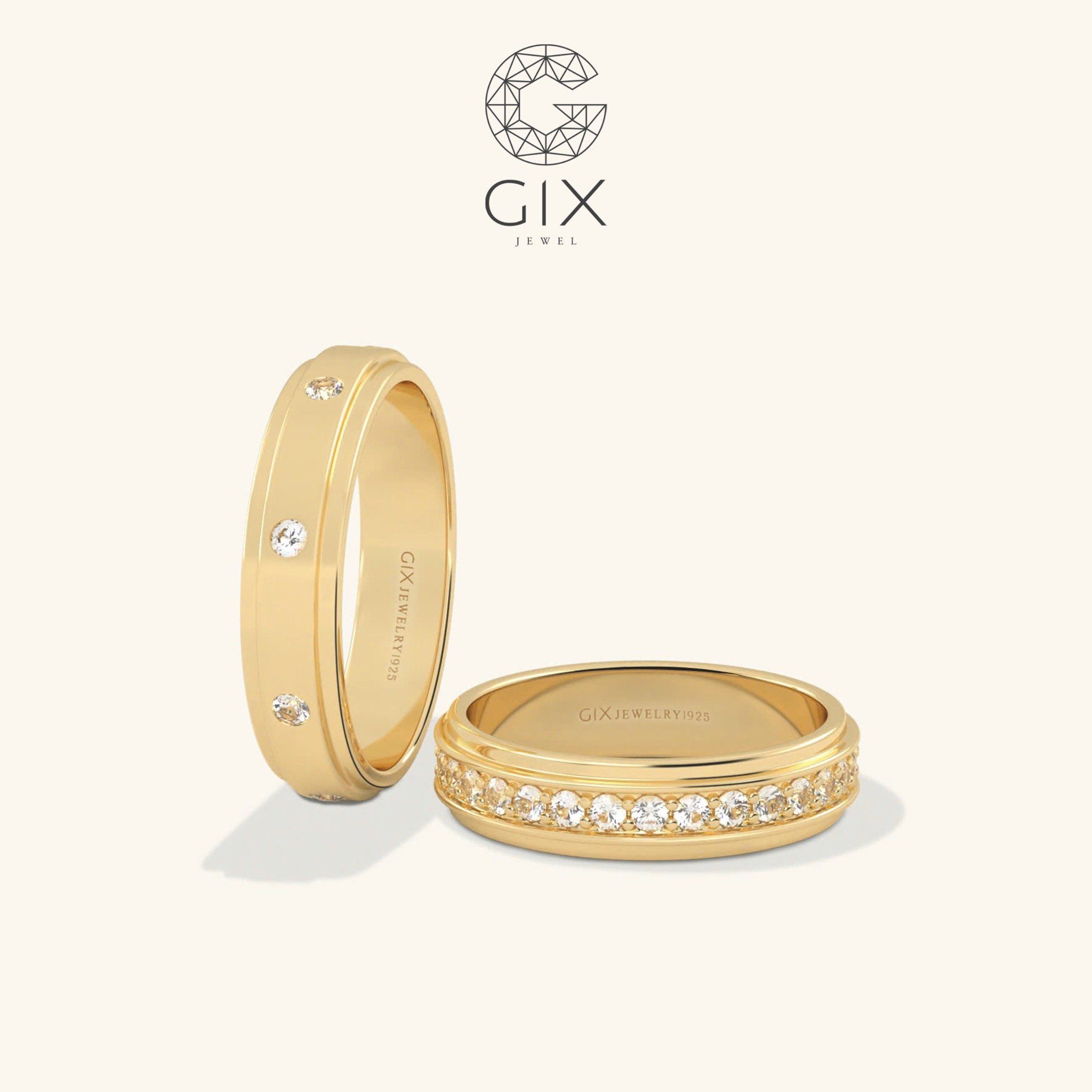 Nhẫn cưới vàng 10k thiết kế riêng khắc chữ theo yêu cầu Gix - GCR25050099
