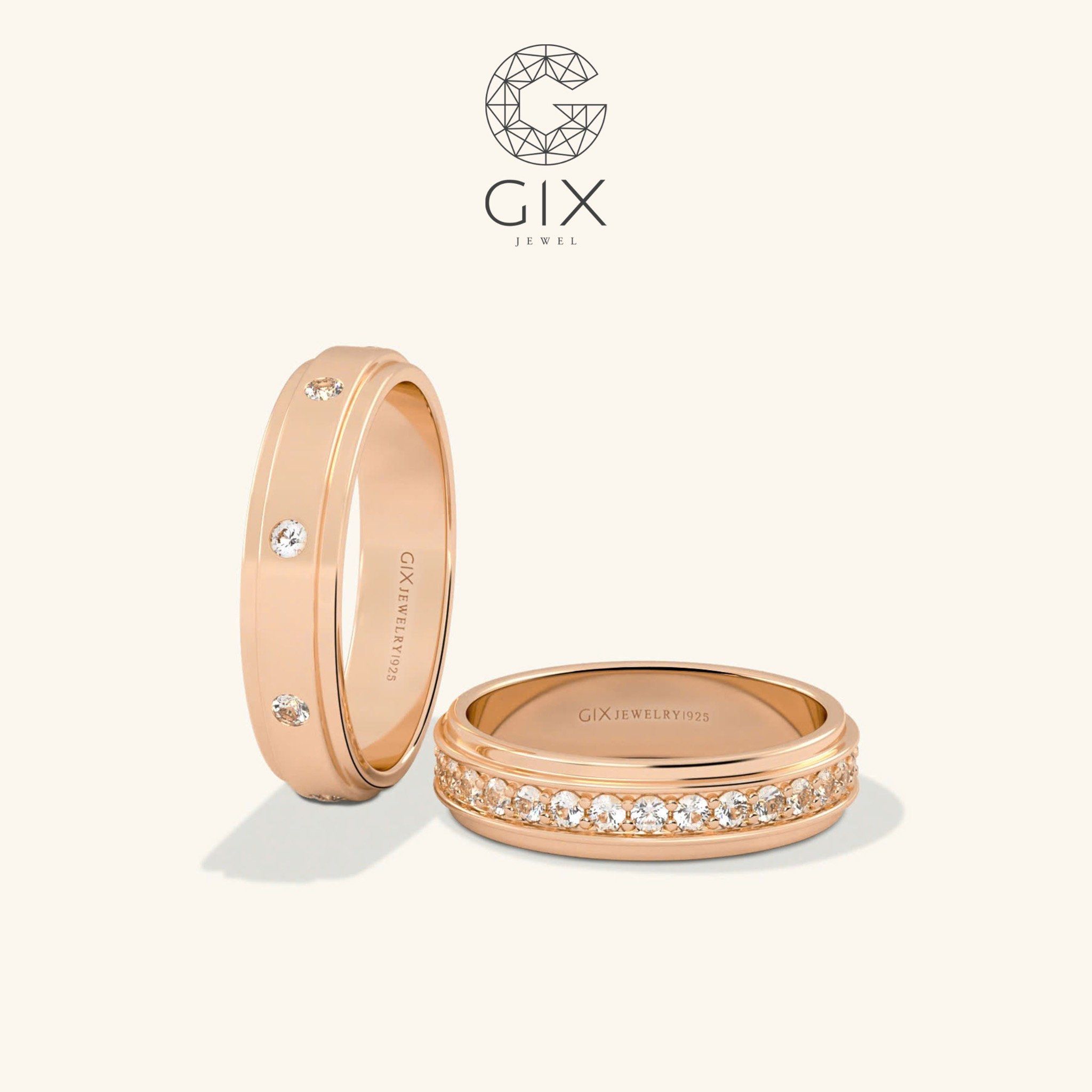 Nhẫn cưới vàng 10k thiết kế riêng khắc chữ theo yêu cầu Gix - GCR25050099