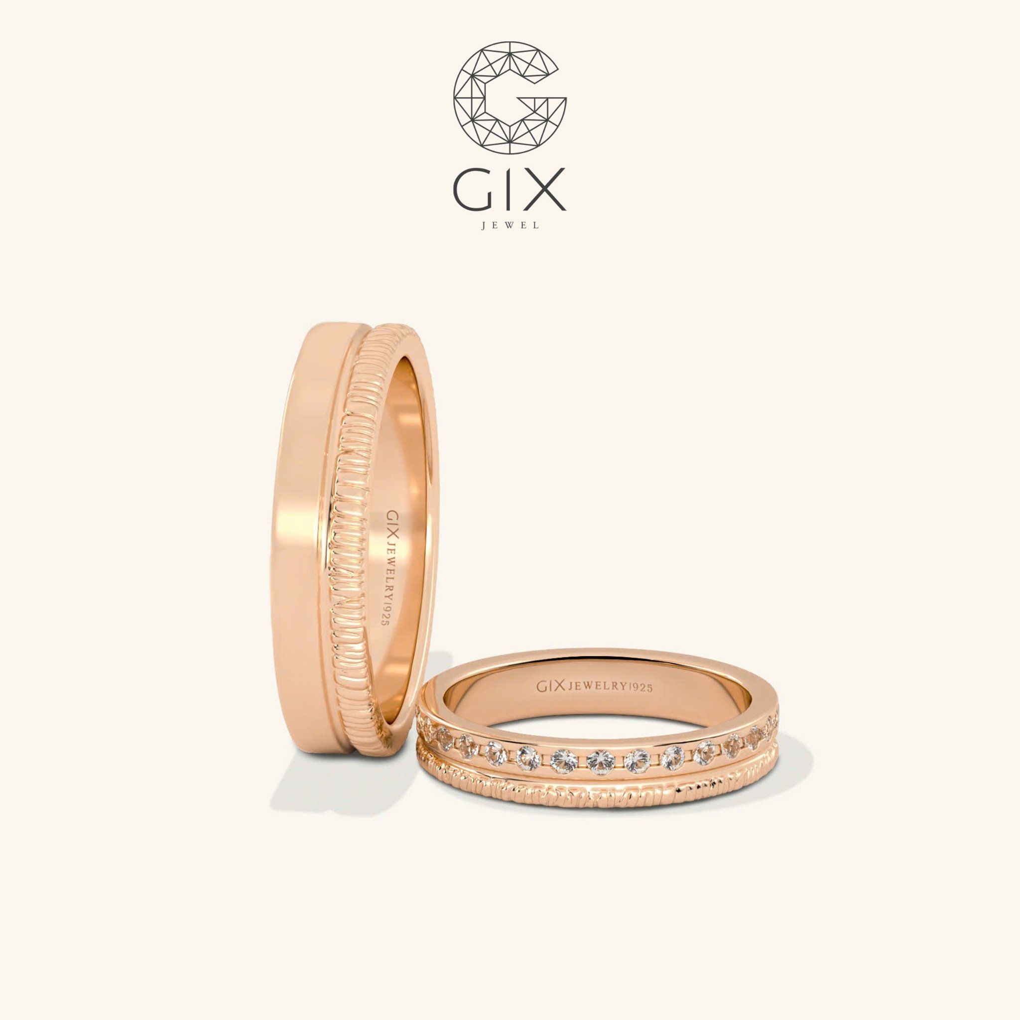 Nhẫn cặp bạc đẹp đính đá khắc hoa văn Gix Jewel - GCR25050095