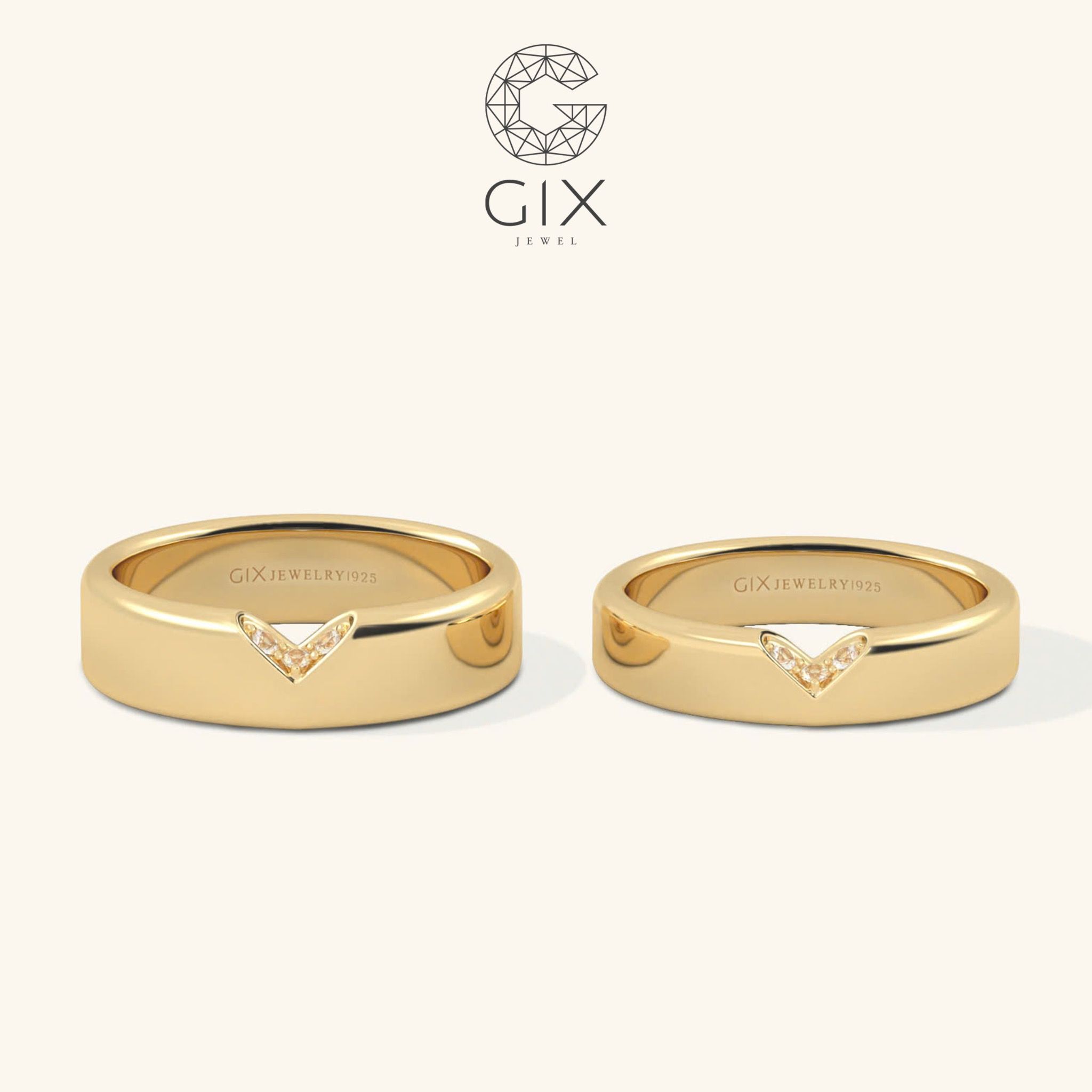 Nhẫn cặp trái tim bạc mạ vàng 18k đính đá cao cấp - GCR25050087