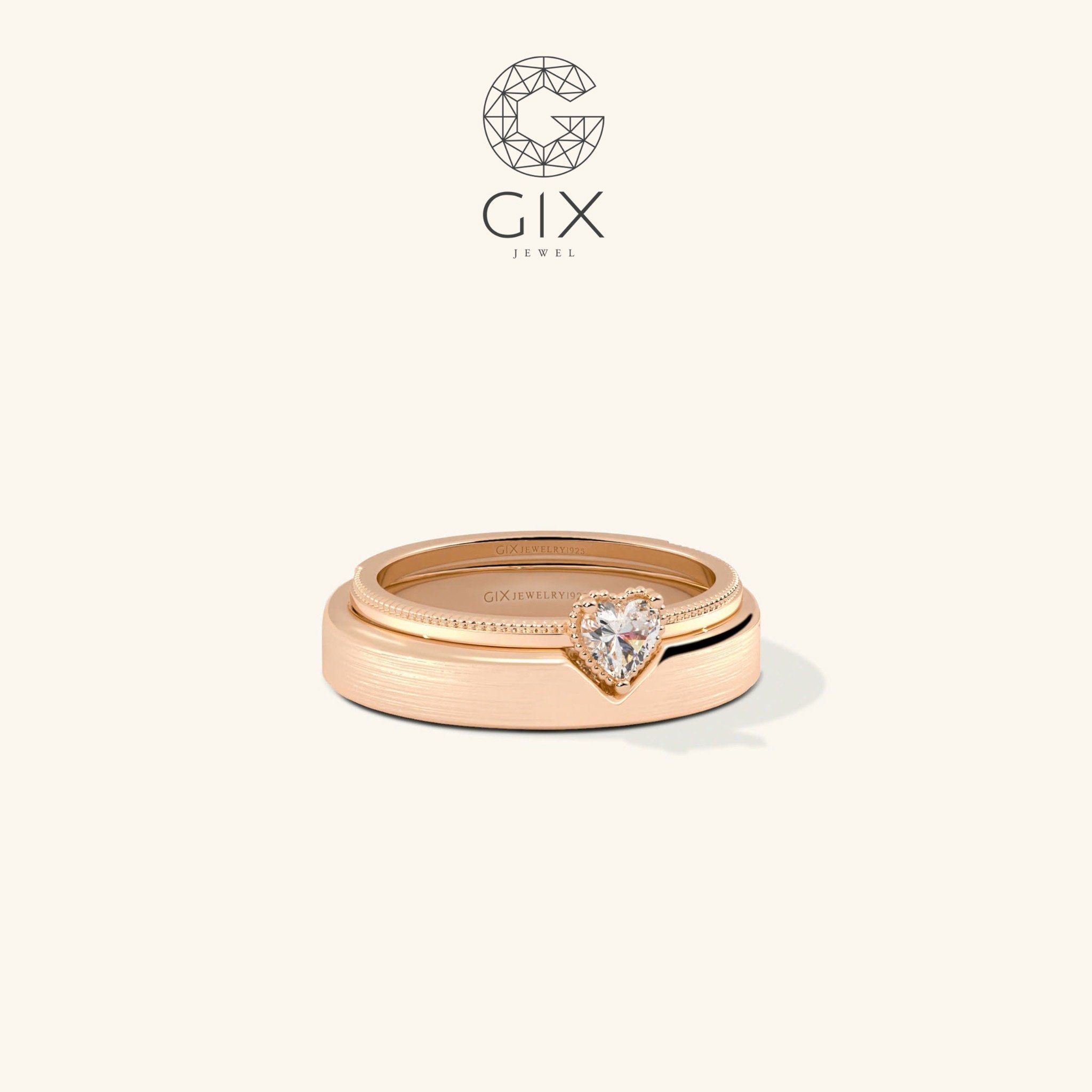 Nhẫn Cưới Vàng 18K Hình Trái Tim Đẹp Đính Moissanite Gix - GCR25050086