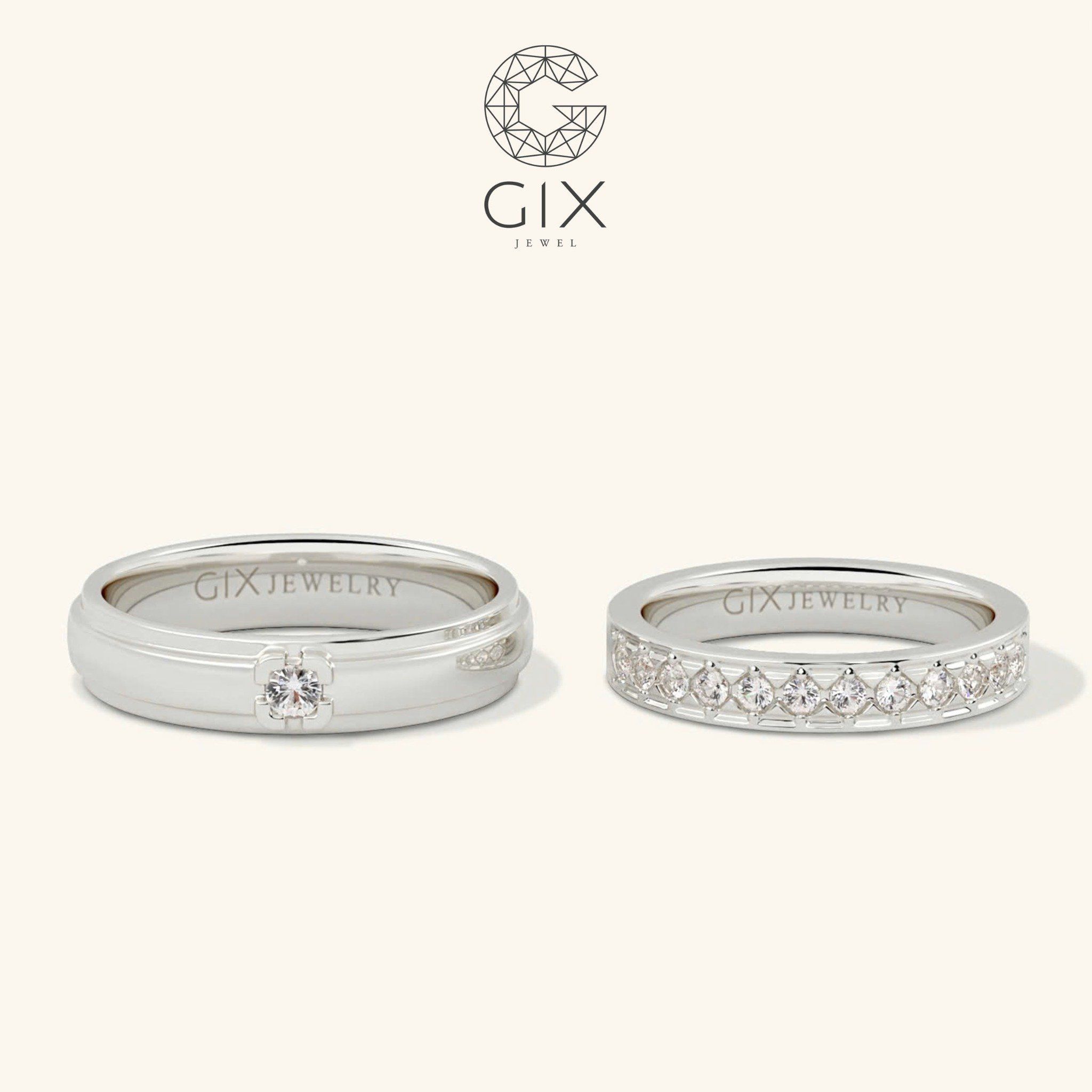 Nhẫn Cưới Vàng 18K Luxury Đính Kim Cương Tự Nhiên Gix Jewel - GCR25050005