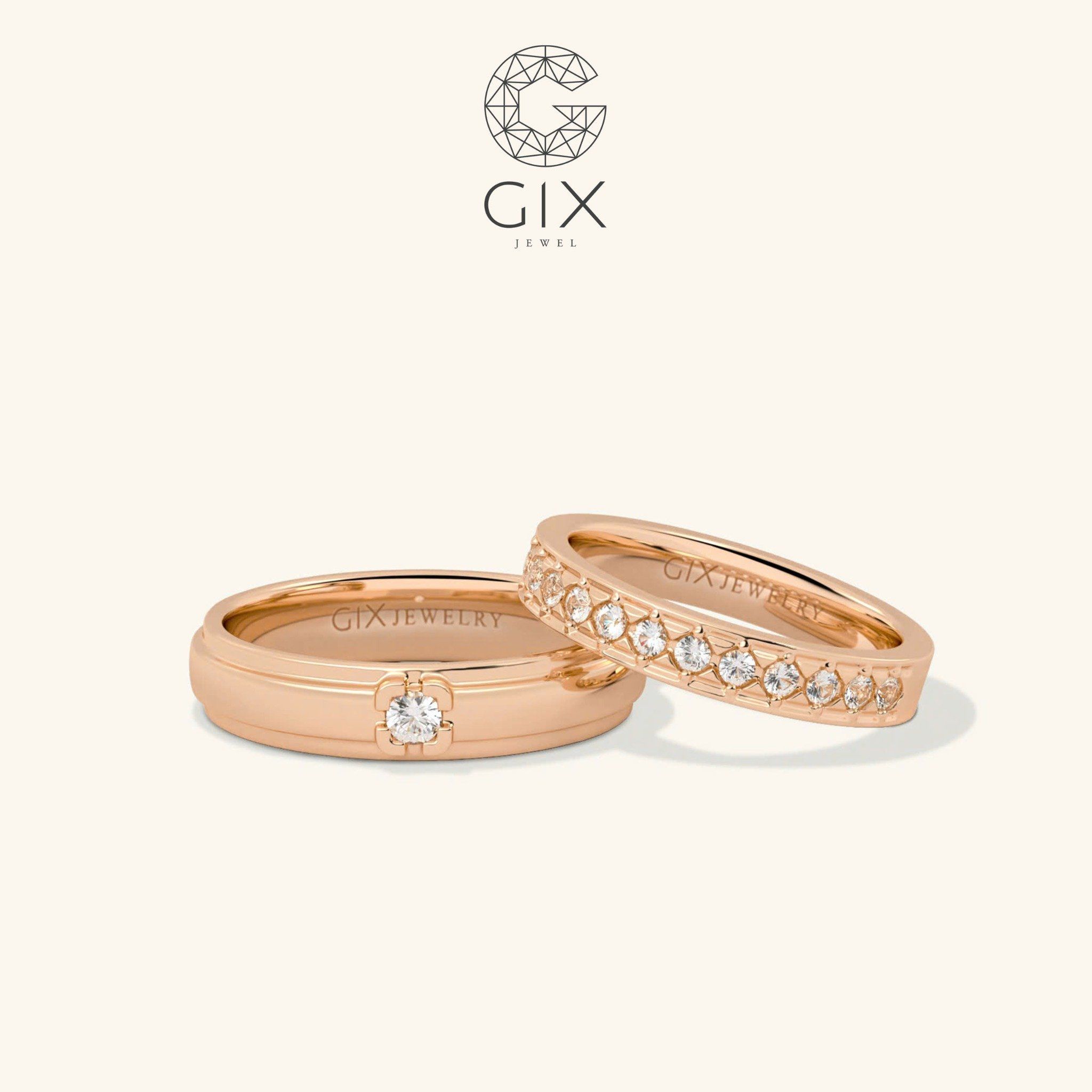 Nhẫn Cưới Vàng 18K Luxury Đính Kim Cương Tự Nhiên Gix Jewel - GCR25050005