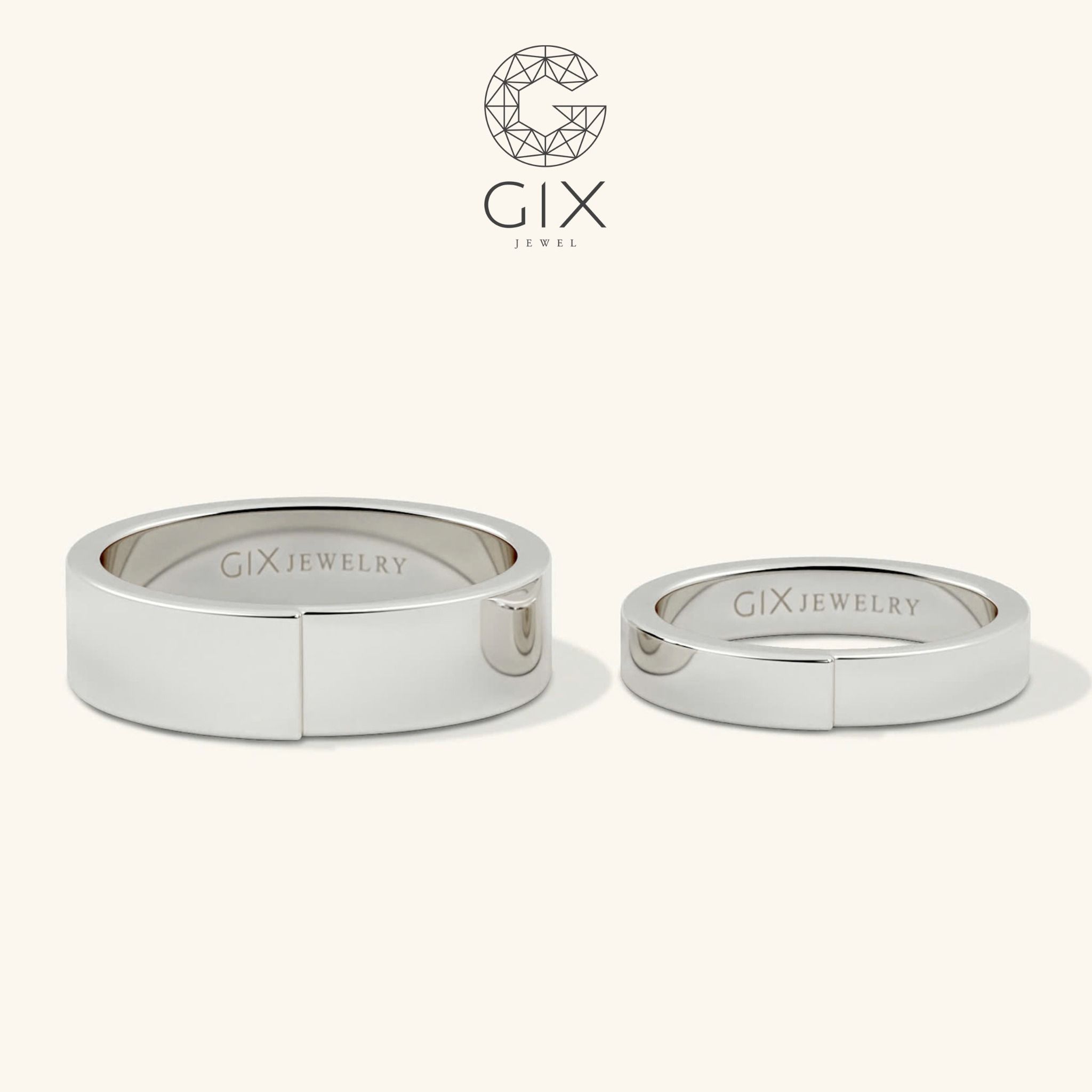 Nhẫn Cặp Tình Nhân Trơn Đẹp Khắc Chữ Gix Jewel - GCR25050006