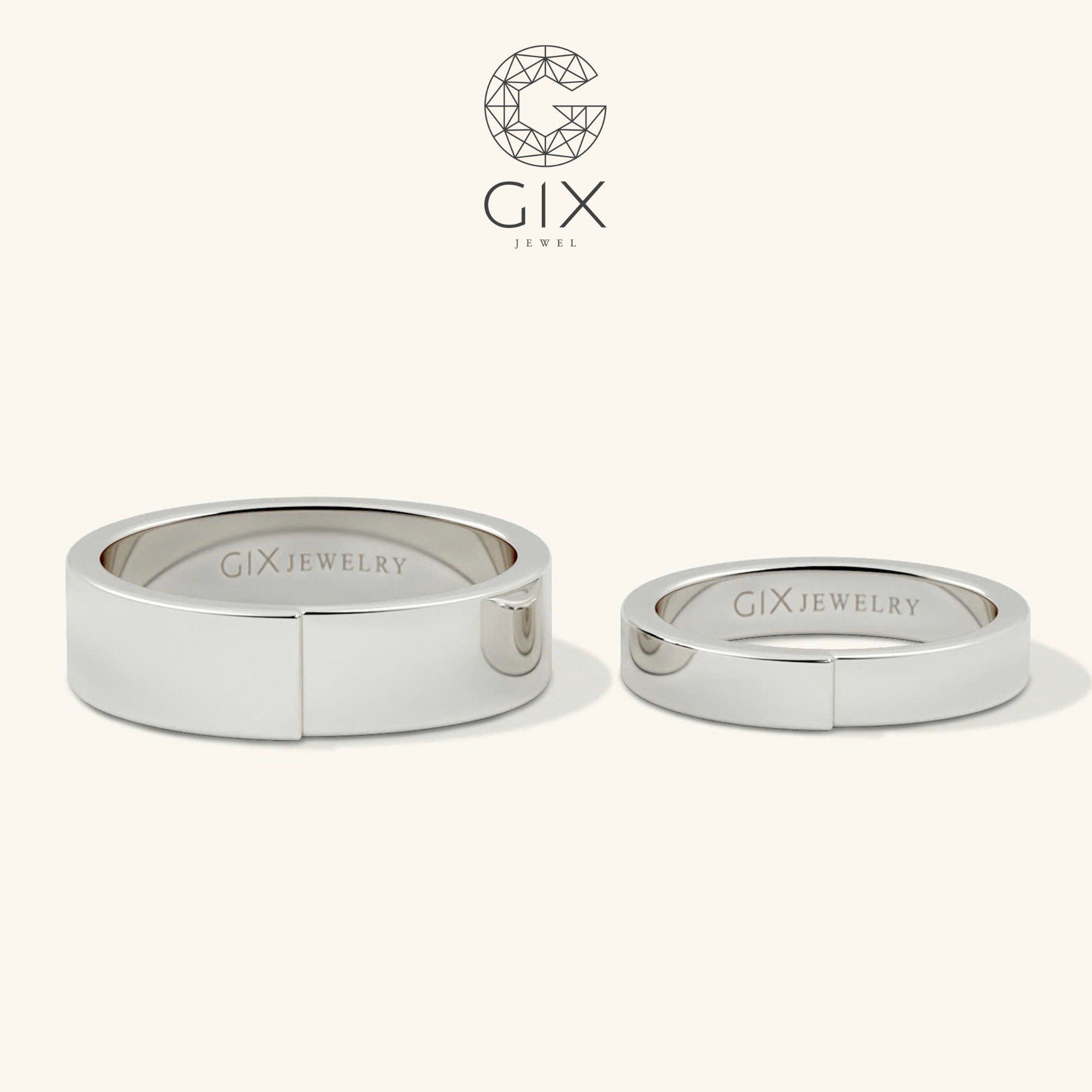 Nhẫn Cưới Vàng Tây 18K Truyền Thống Khắc Chữ Gix - GCR25050006