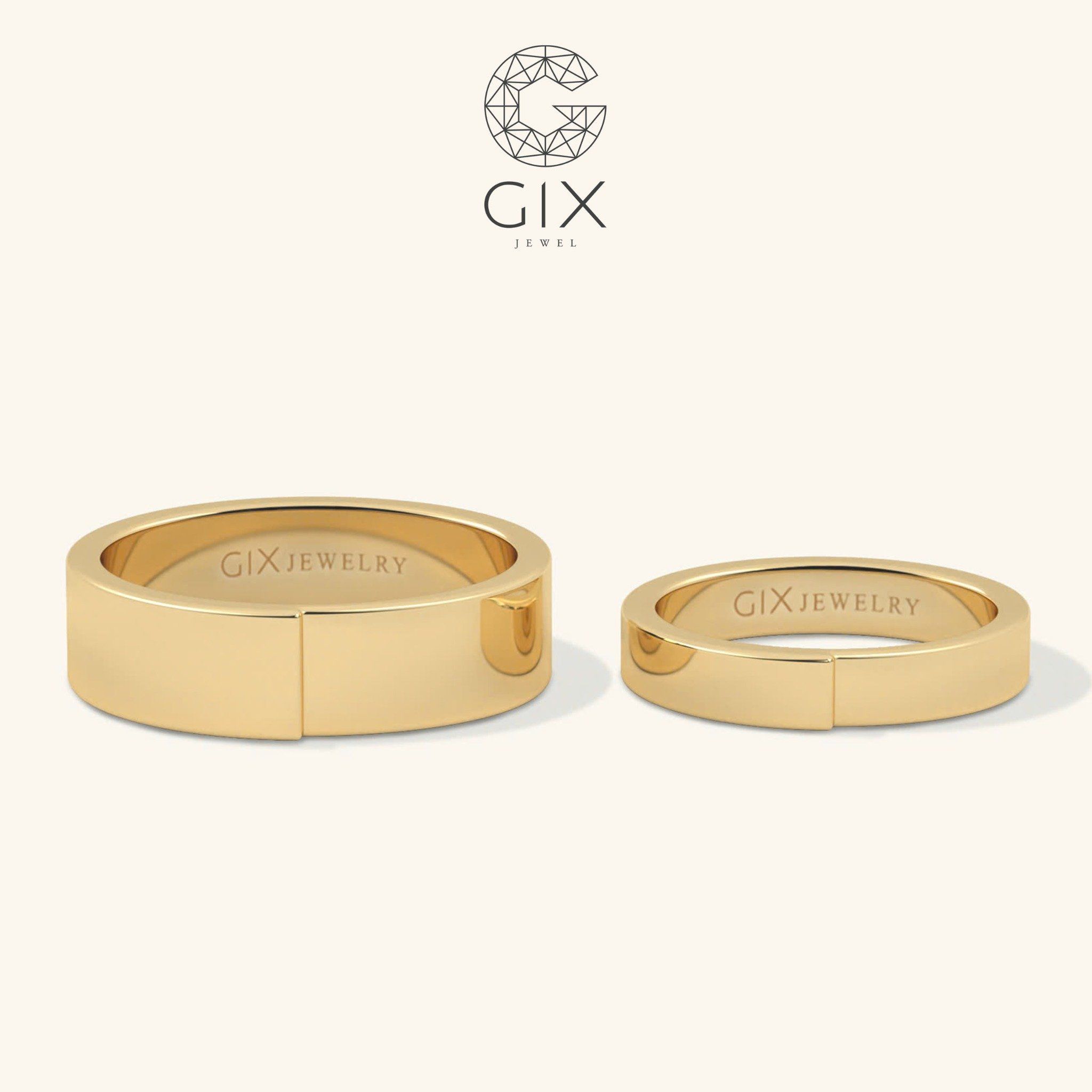 Nhẫn Cưới Vàng Tây 18K Truyền Thống Khắc Chữ Gix - GCR25050006