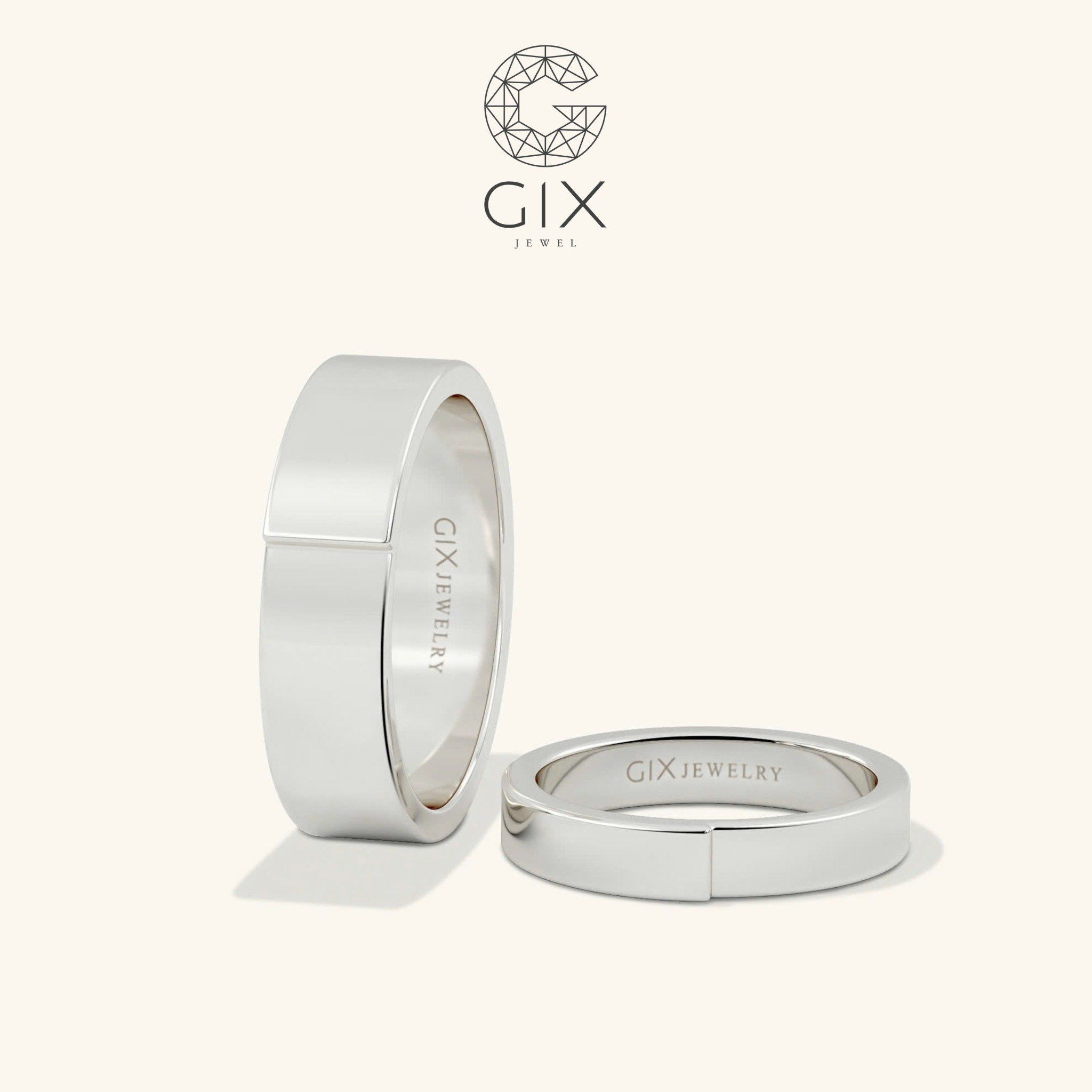 Nhẫn Cưới Vàng Tây 18K Truyền Thống Khắc Chữ Gix - GCR25050006