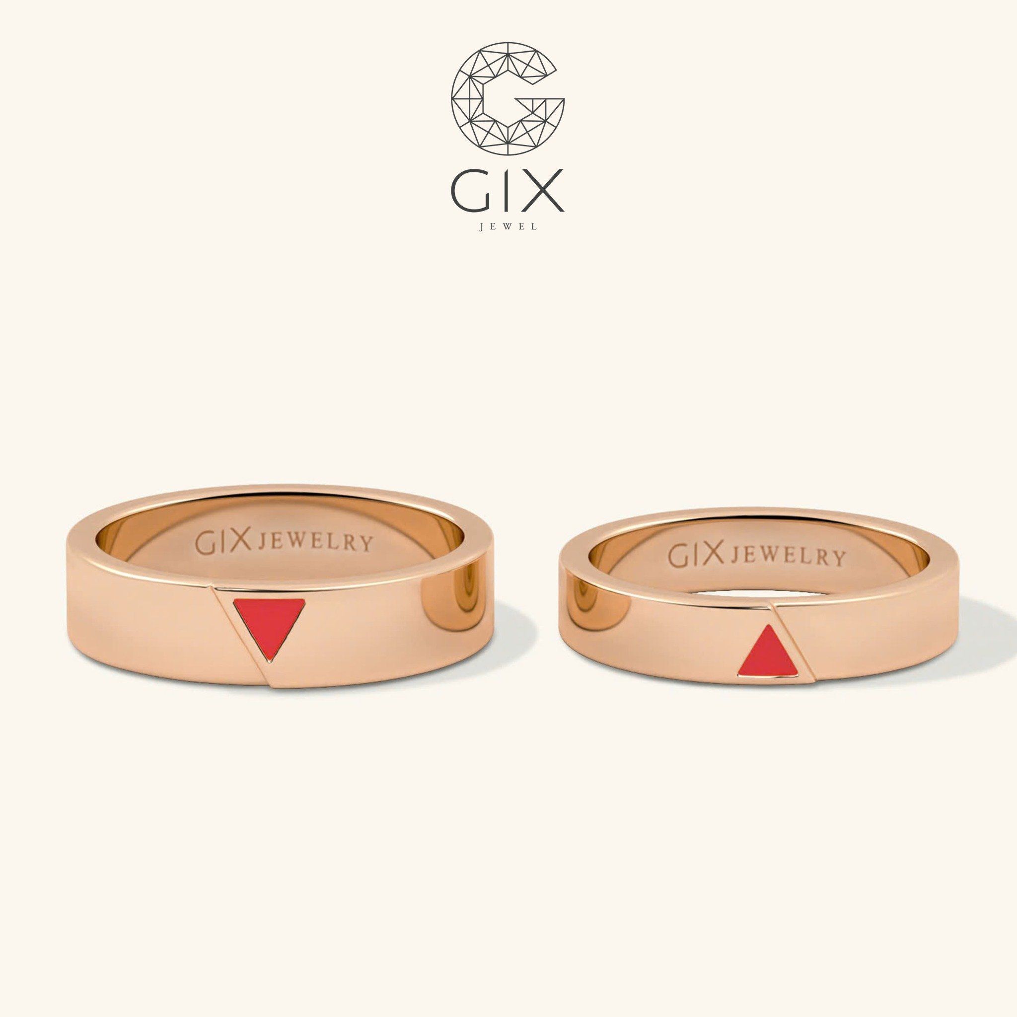 Nhẫn Cưới Vàng Tây 18K Đẹp Khắc Chữ Gix Jewel - GCR2505007