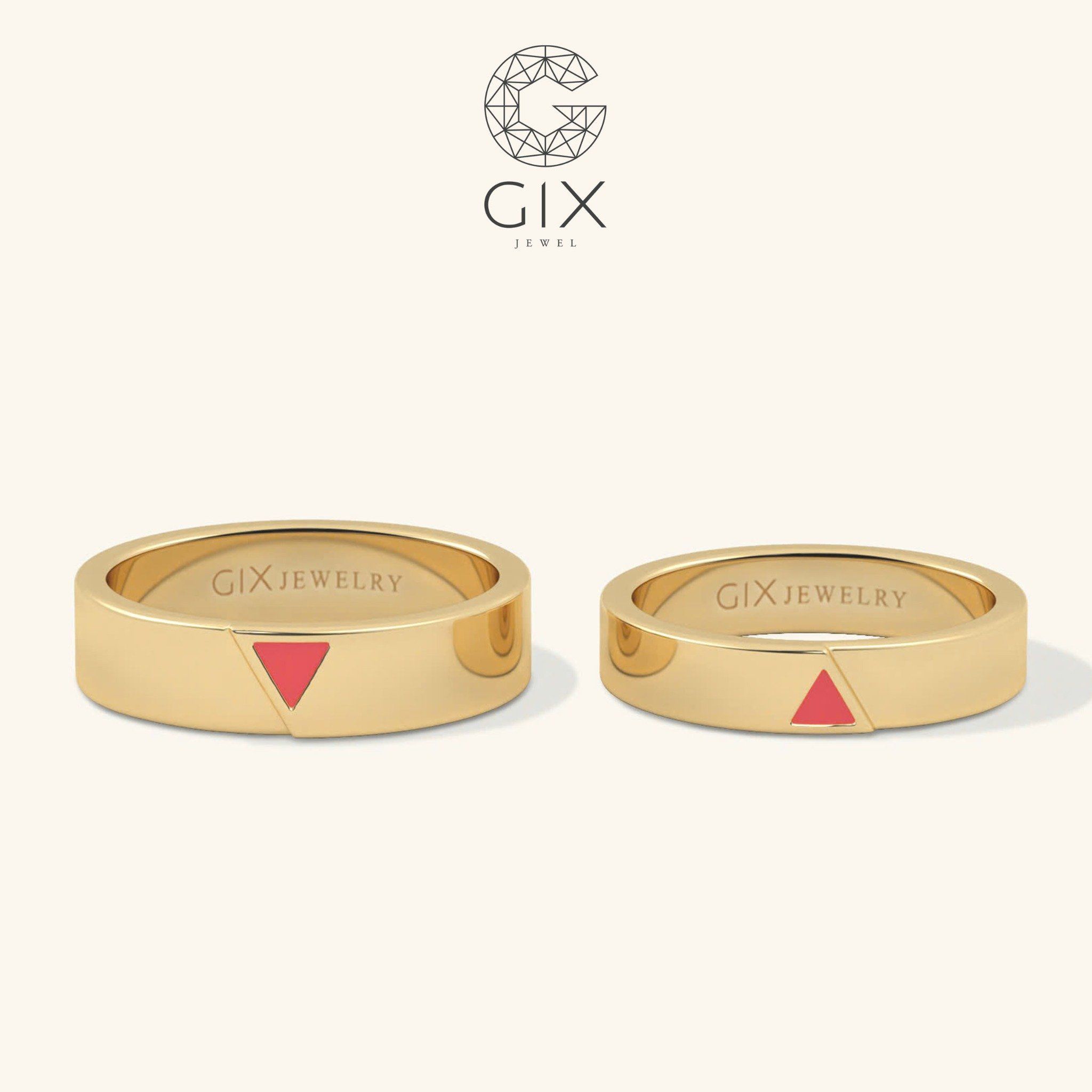Nhẫn Cưới Vàng Tây 18K Đẹp Khắc Chữ Gix Jewel - GCR2505007