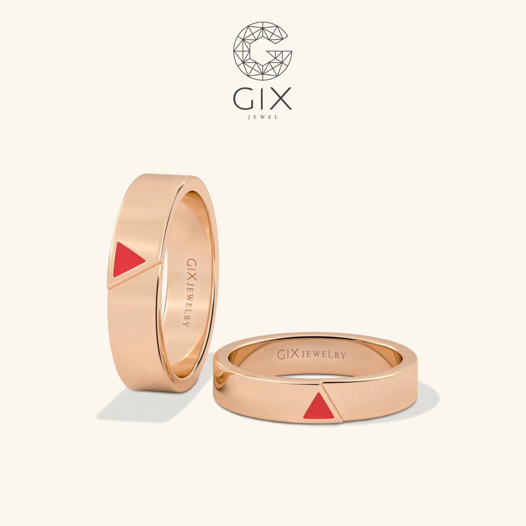 Nhẫn Cưới Vàng Tây 18K Đẹp Khắc Chữ Gix Jewel - GCR2505007