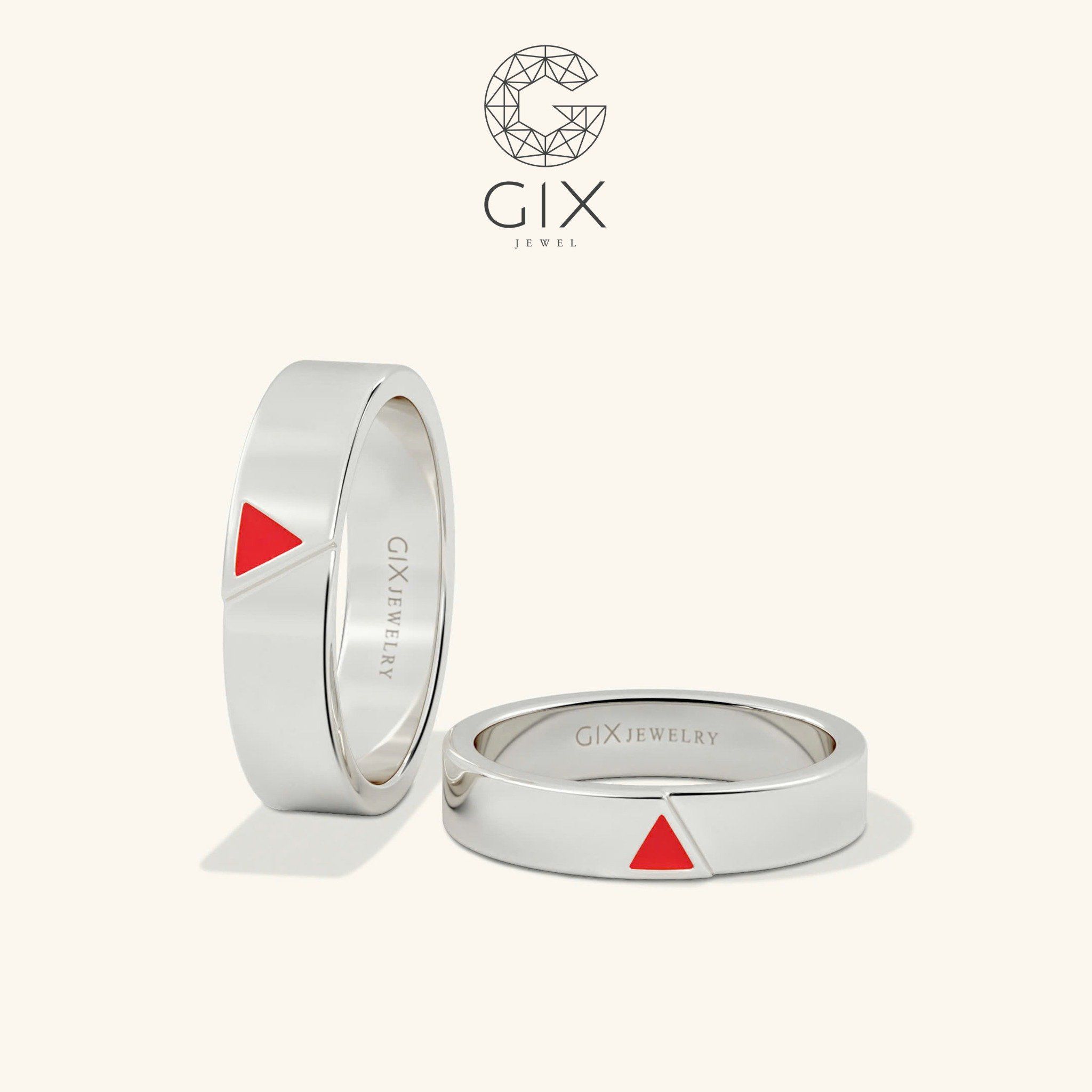 Nhẫn Cưới Vàng Tây 18K Đẹp Khắc Chữ Gix Jewel - GCR2505007