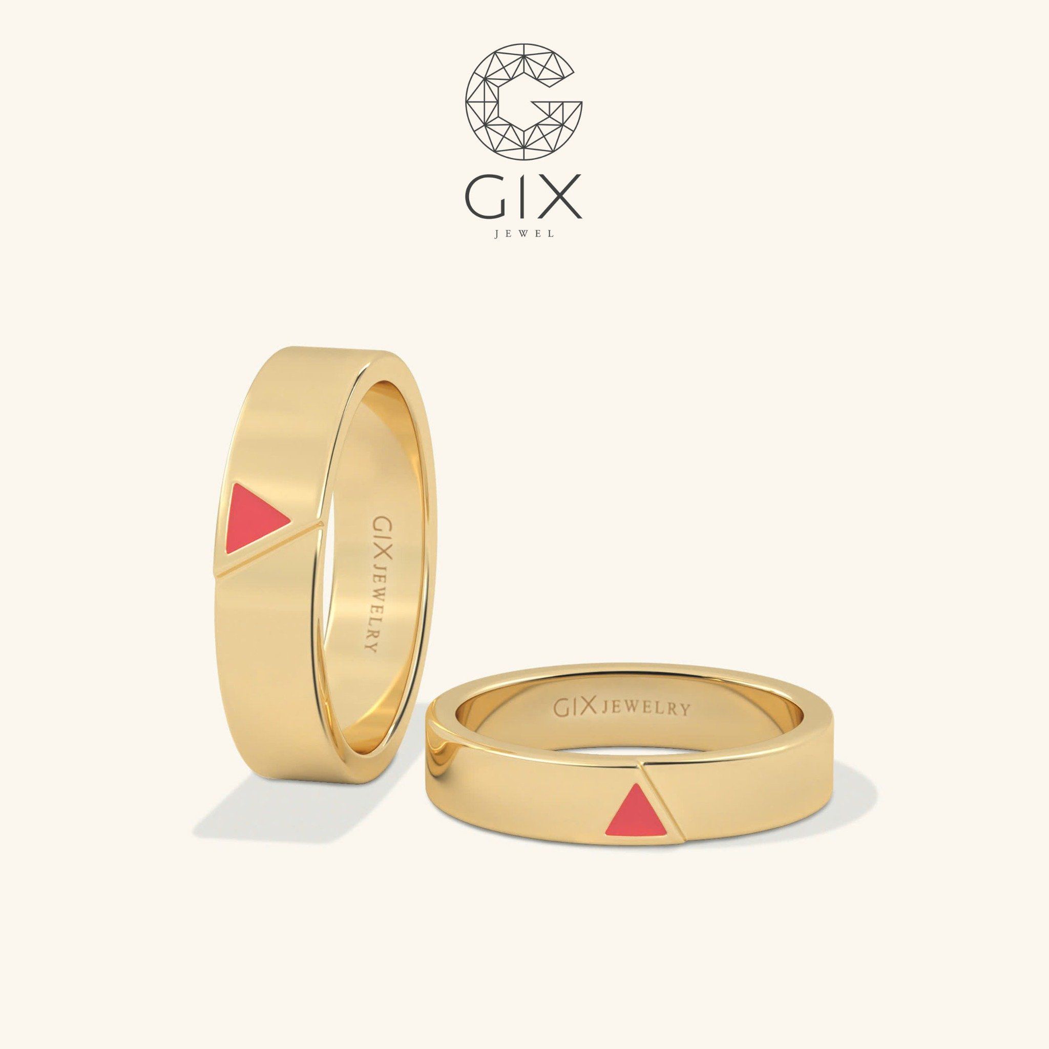 Nhẫn Cưới Vàng Tây 18K Đẹp Khắc Chữ Gix Jewel - GCR2505007