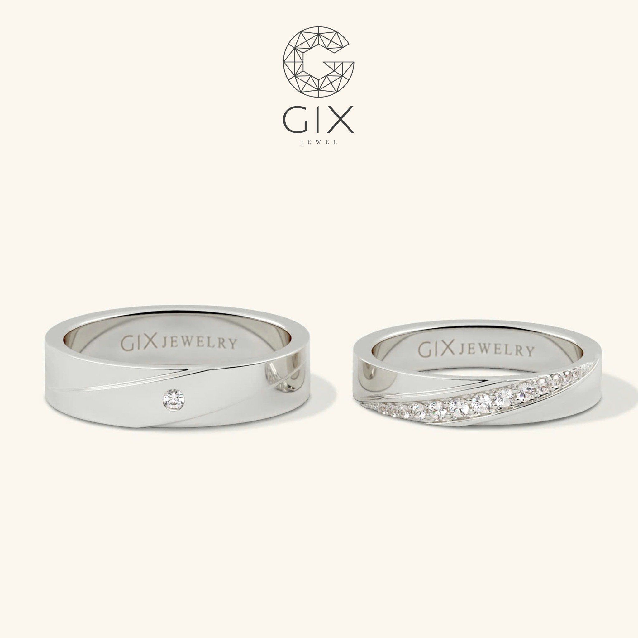 Nhẫn Cưới Vàng 610 Đẹp Khắc Vân Tay Gix Jewel - GCR25050002