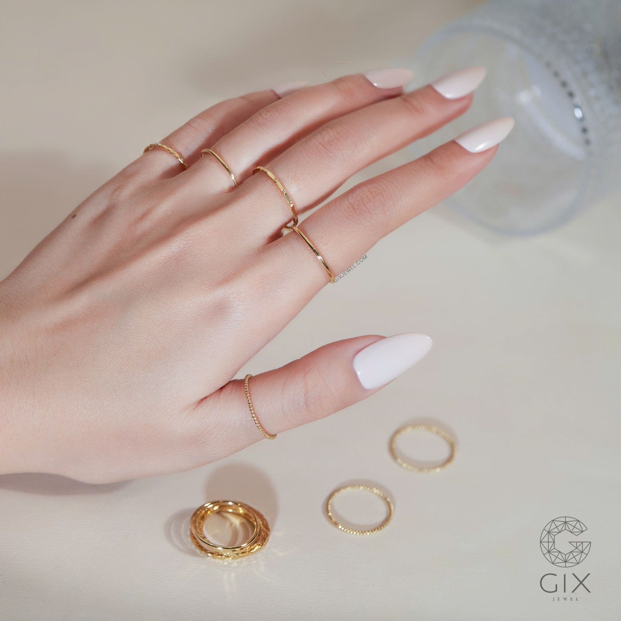 Nhẫn bạc trơn nữ mỏng cao cấp Gix Jewel mạ vàng 18k