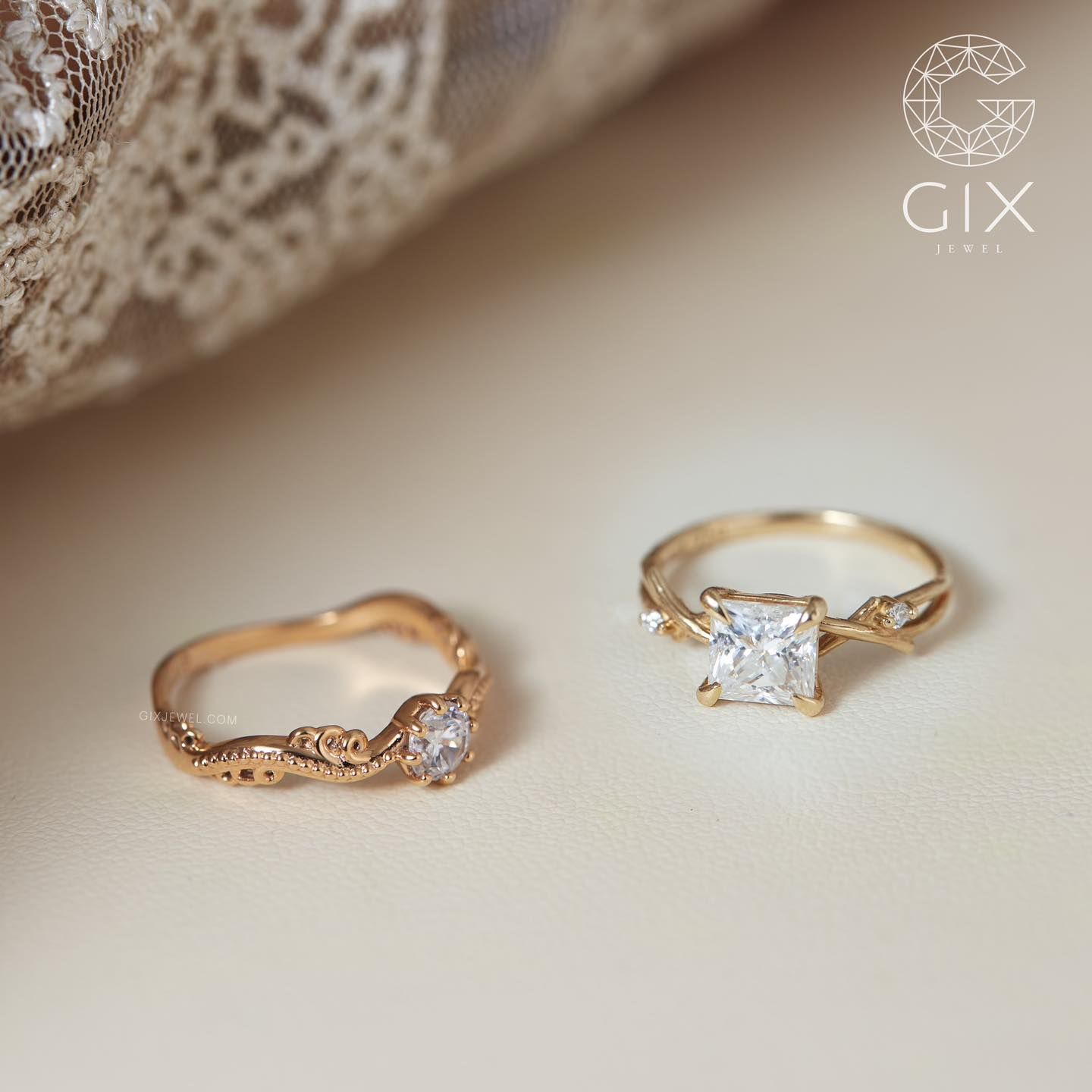 Nhẫn đính kim cương nữ infinity love vàng trắng 18k bạch kim siêu đẹp Gixjewel