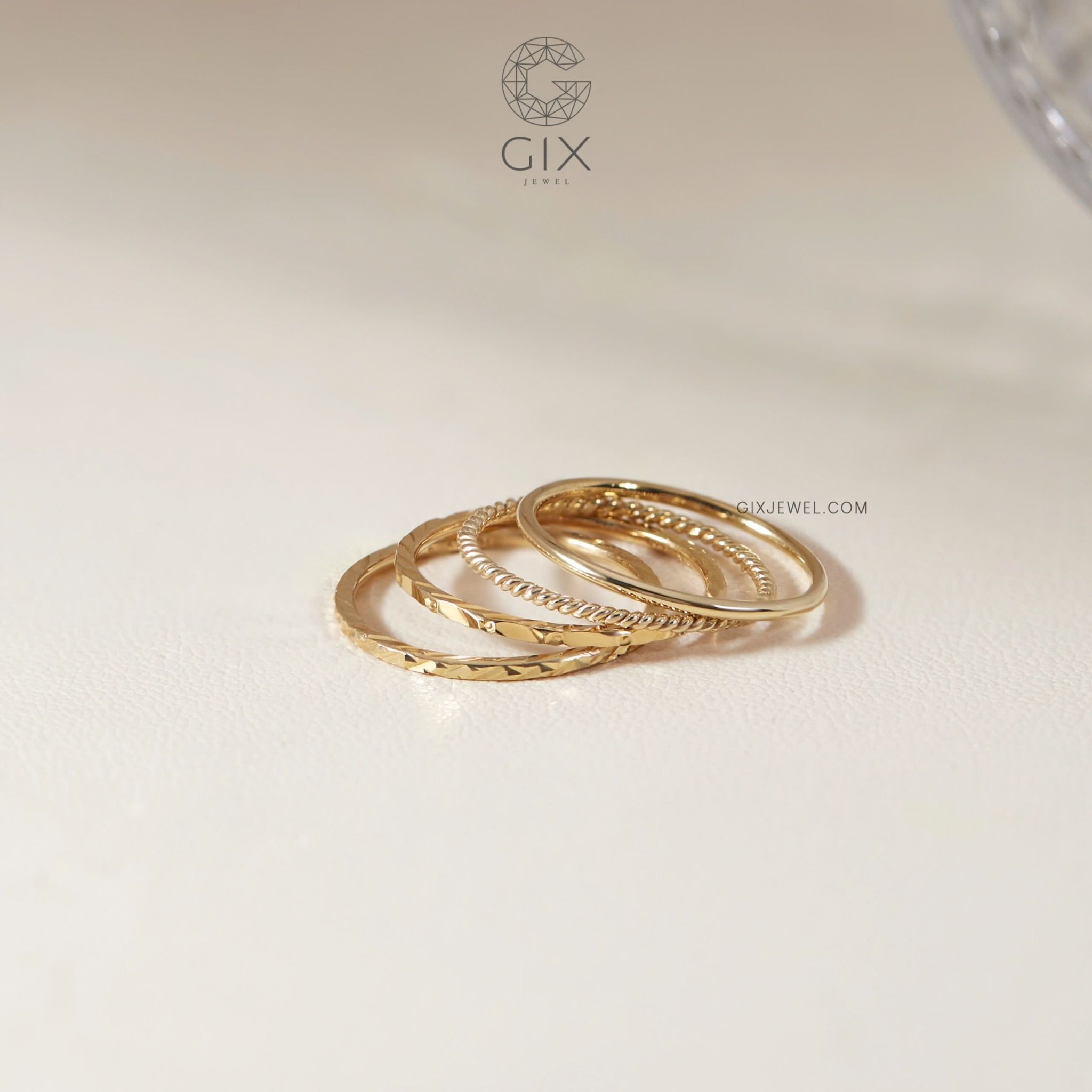 Nhẫn bạc trơn nữ mỏng cao cấp Gix Jewel mạ vàng 18k