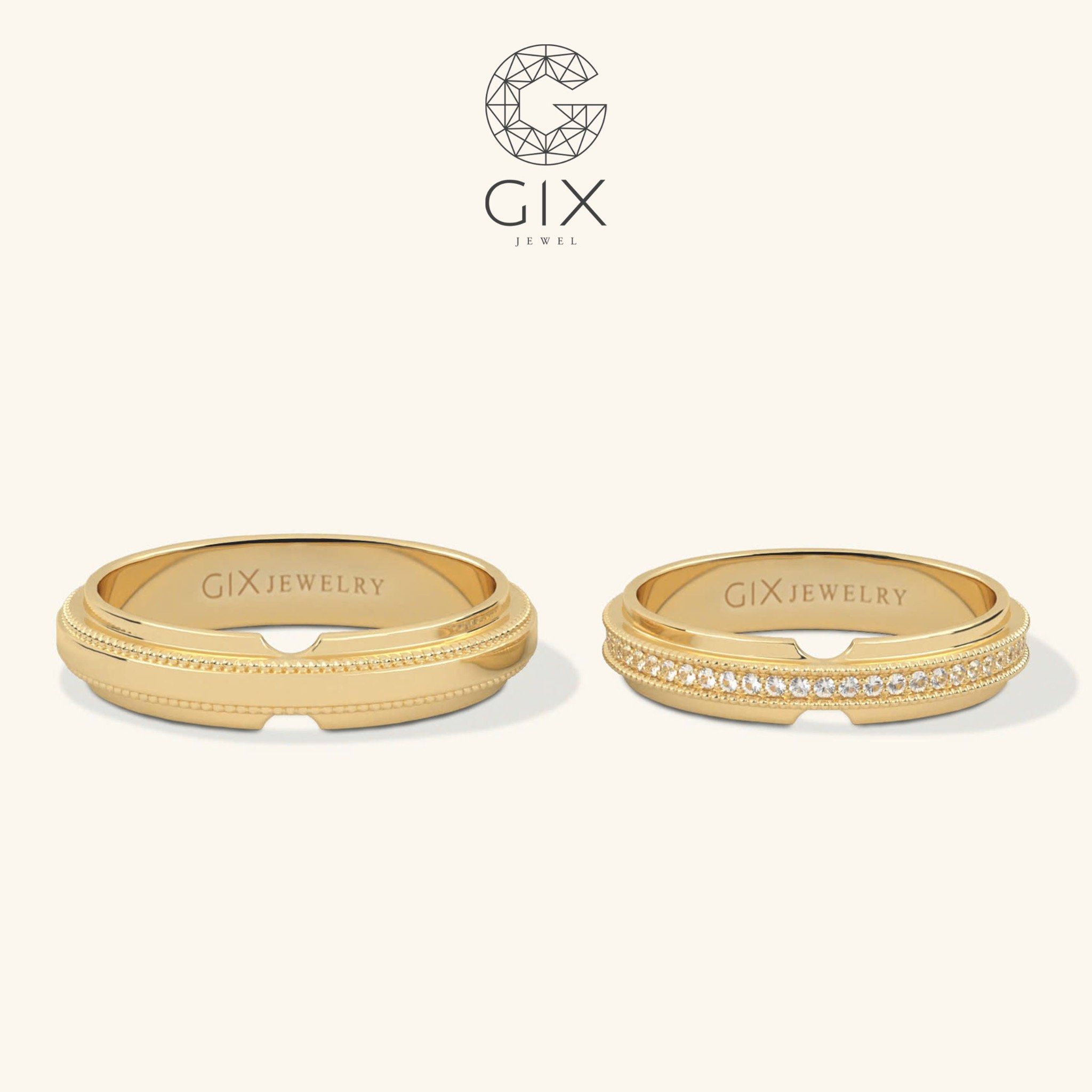 Nhẫn cưới vàng tây 610 dáng vô cực đính kim cương Gix Jewelry - GCR25050064