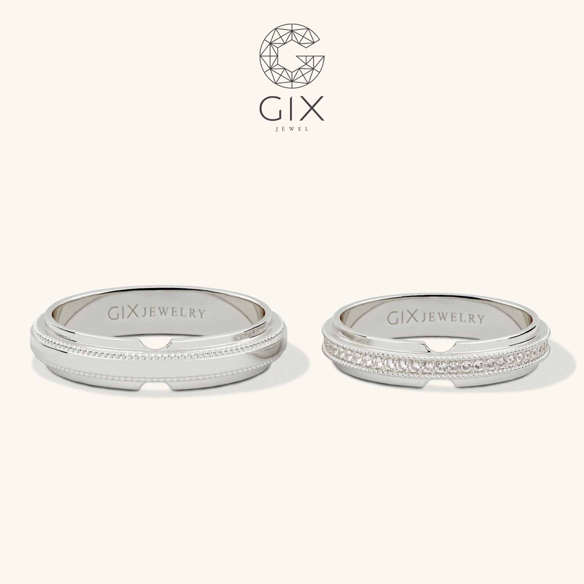 Nhẫn cặp vô cực đính đá bạc cao cấp Gix Jewel - GCR25050064