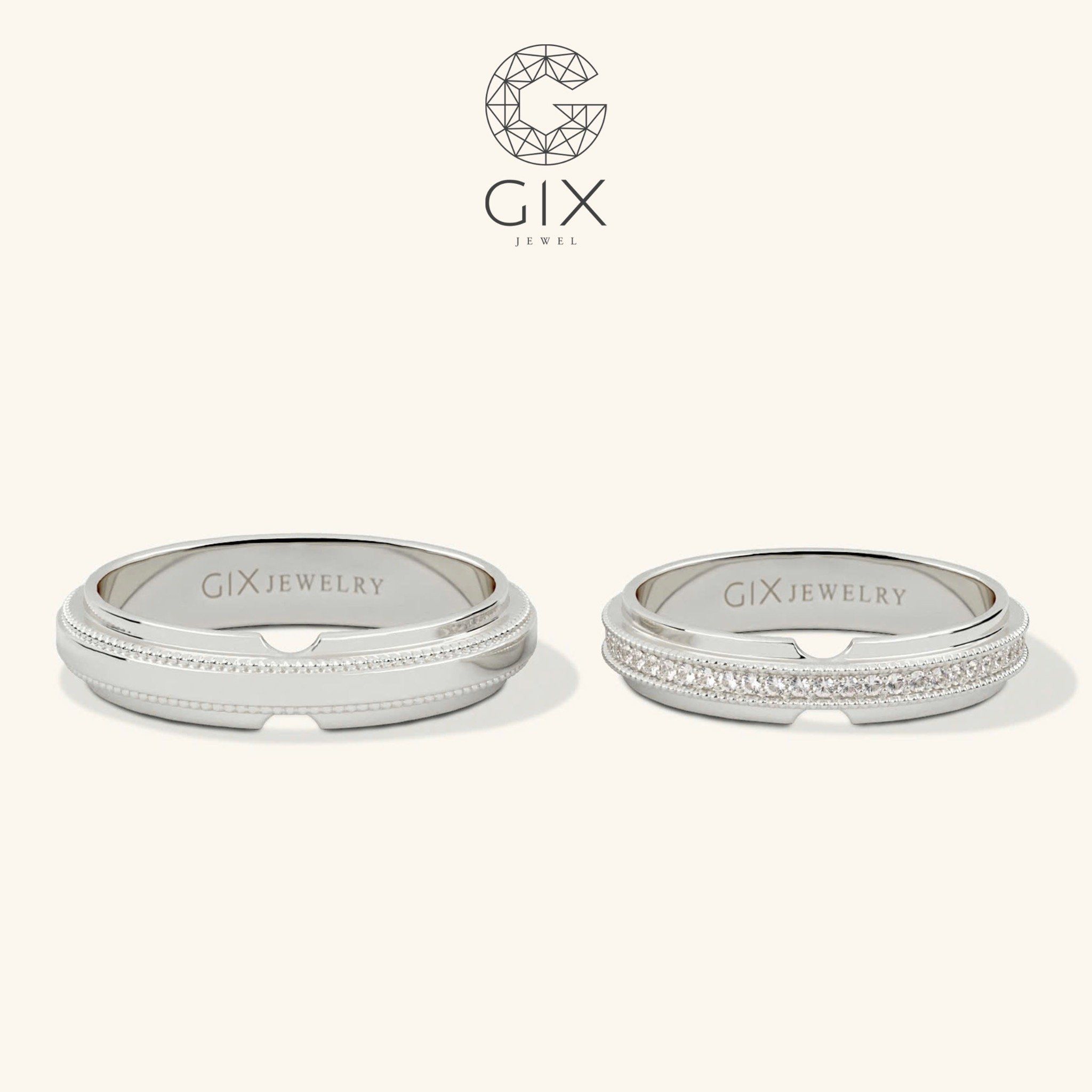 Nhẫn cưới vàng tây 610 dáng vô cực đính kim cương Gix Jewelry - GCR25050064
