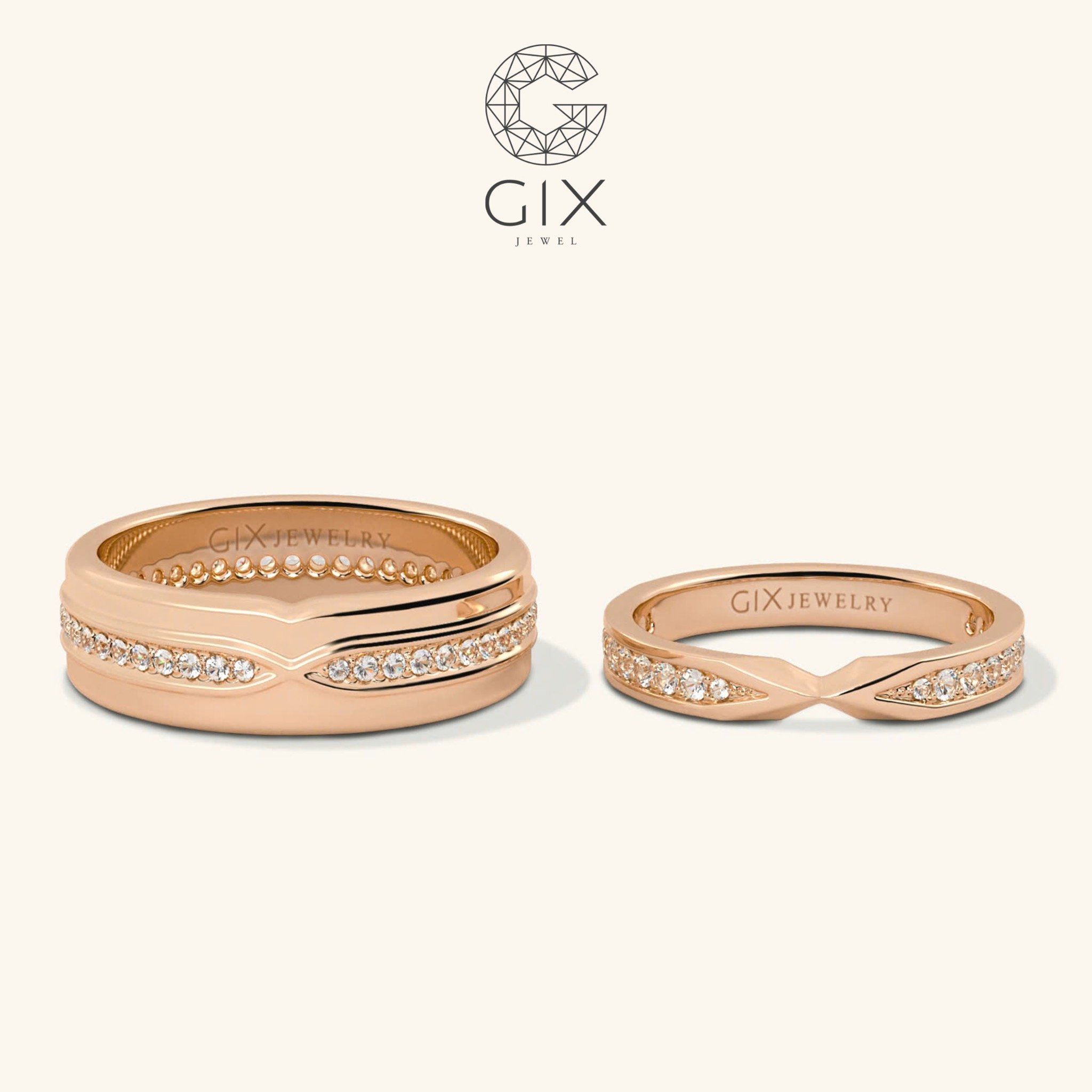Nhẫn đôi vô cực bạc mạ vàng đính đá đẹp Gix Jewelry - GCR25050063