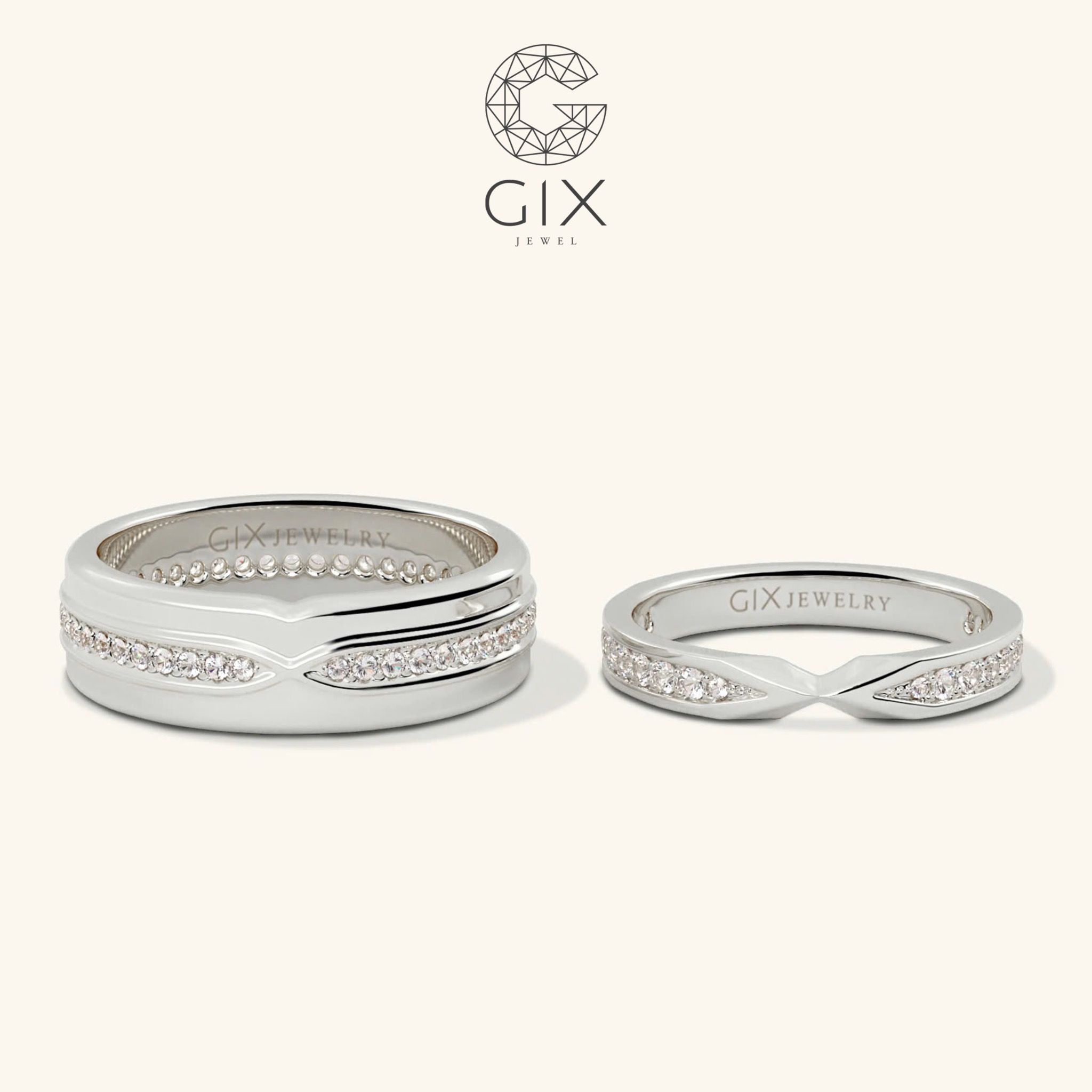 Nhẫn đôi vô cực bạc mạ vàng đính đá đẹp Gix Jewelry - GCR25050063