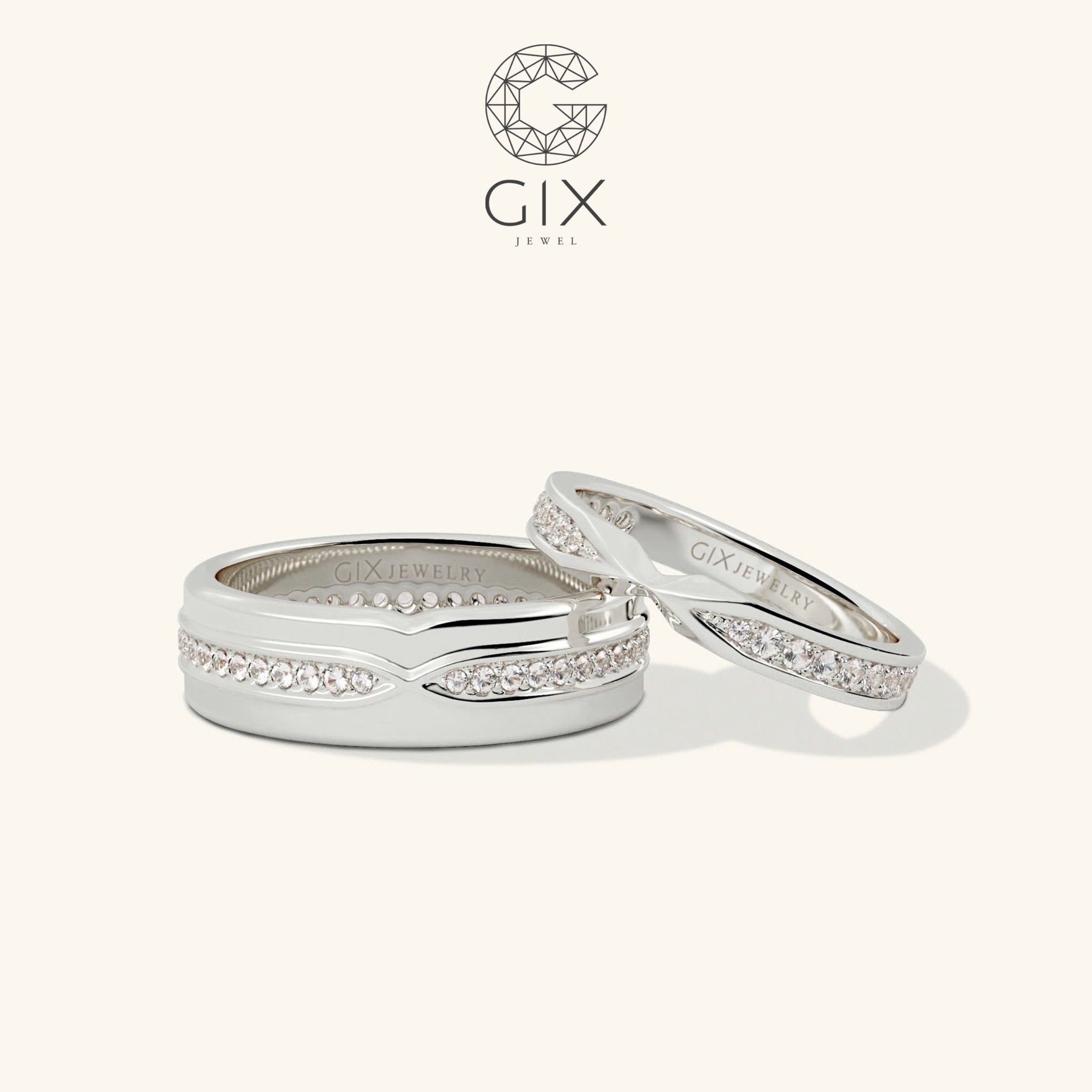 Nhẫn đôi vô cực bạc mạ vàng đính đá đẹp Gix Jewelry - GCR25050063