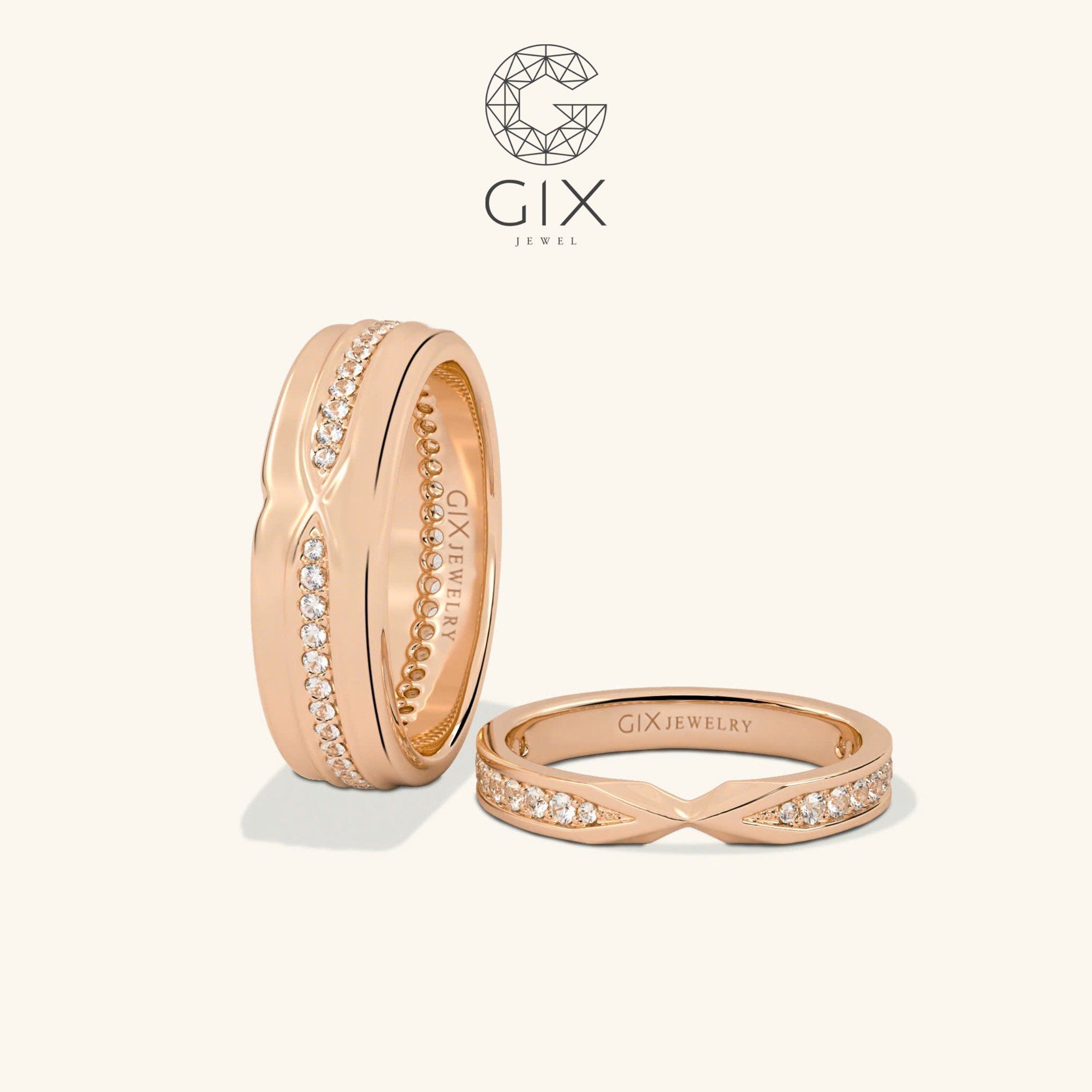 Nhẫn đôi vô cực bạc mạ vàng đính đá đẹp Gix Jewelry - GCR25050063