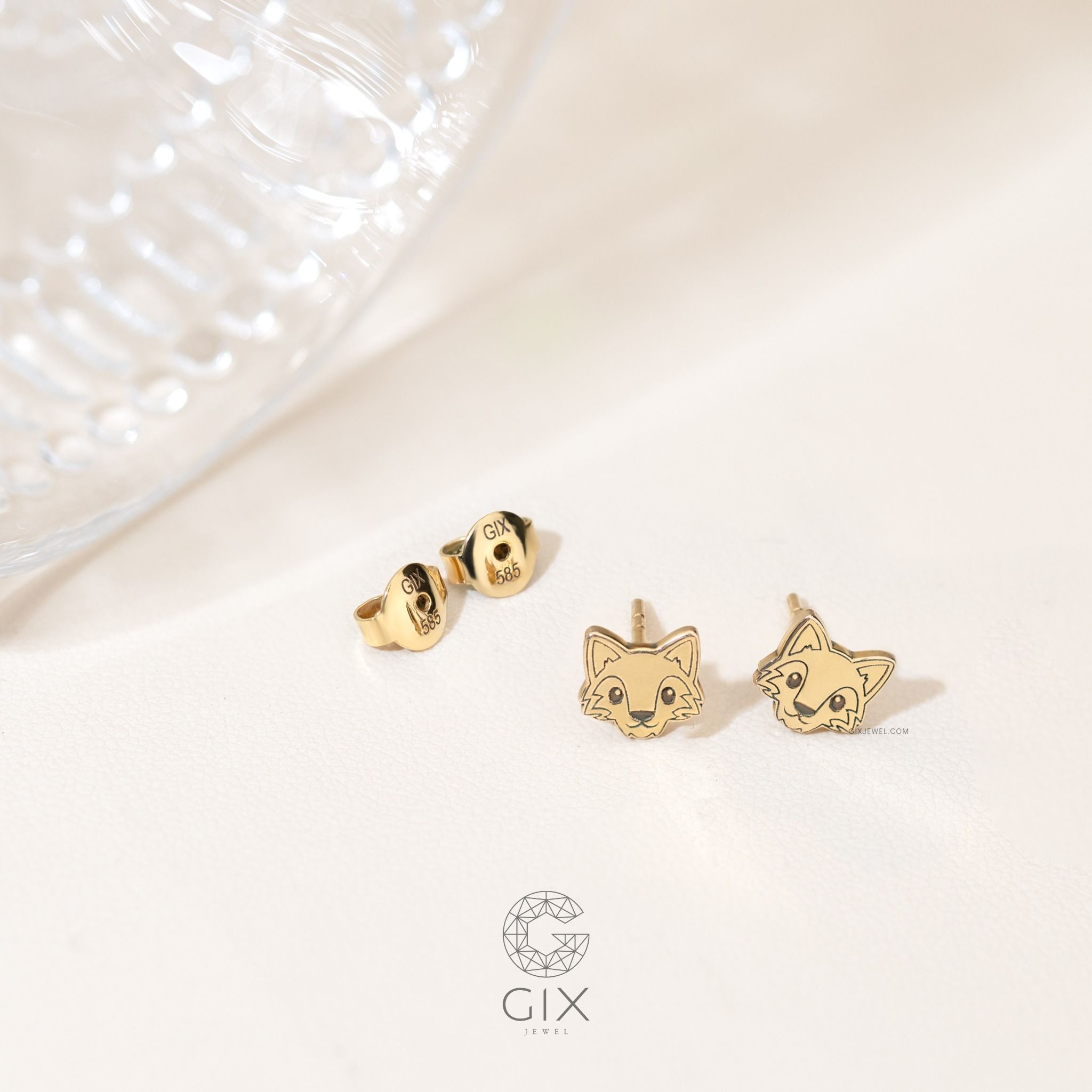 Bông tai cho bé gái mạ vàng trắng hình con cáo dễ thương Gix Jewelry