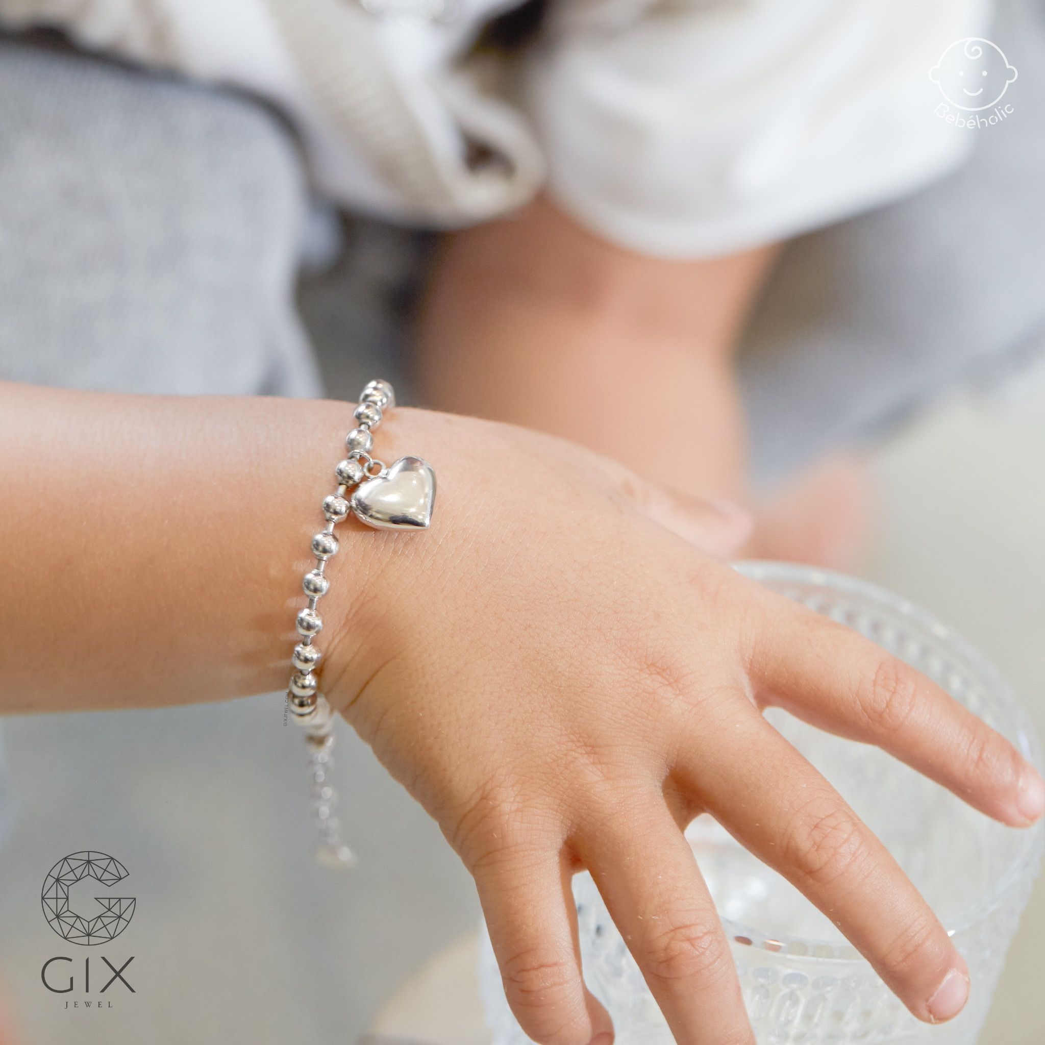 Lắc tay bạc cho bé hình trái tim Gix Jewel TBBLT31