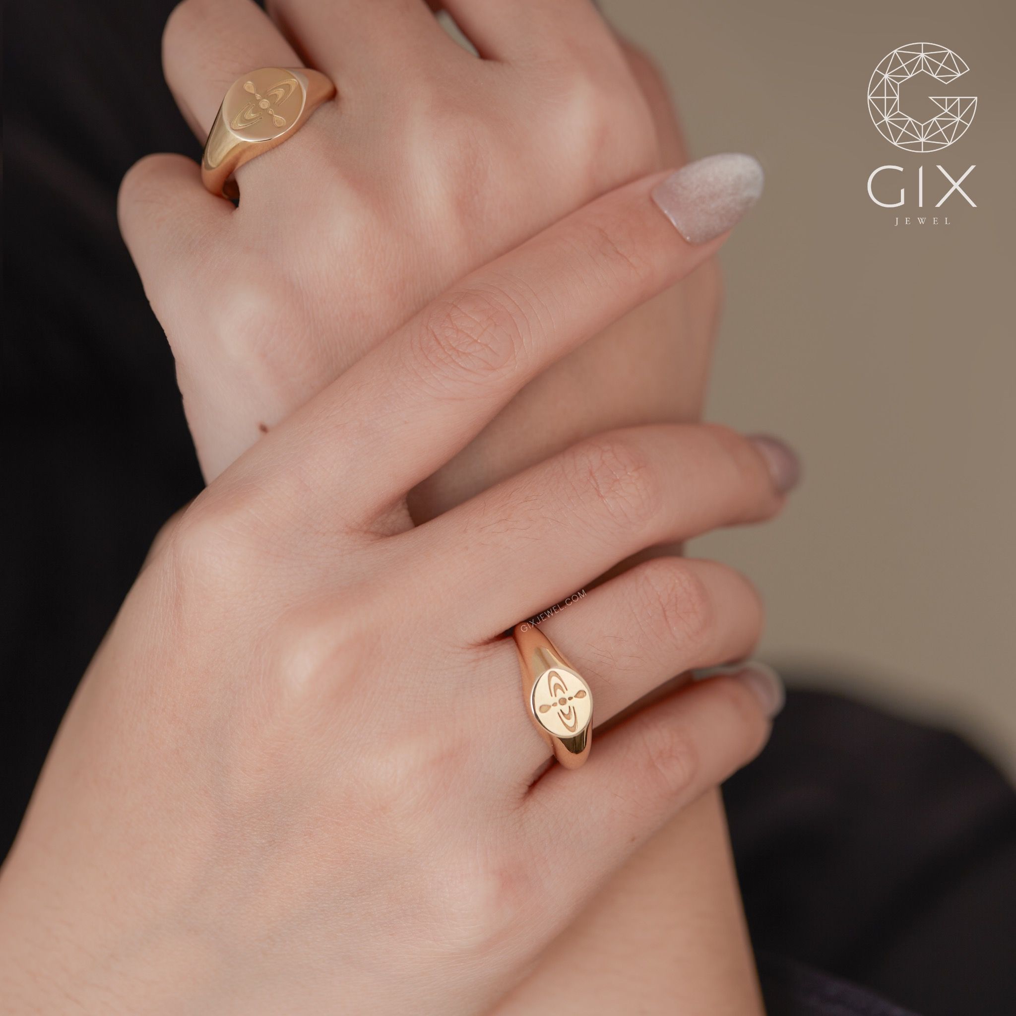 Nhẫn signet ring bạc nam đẹp Gix Jewel mạ vàng 18k bản to khắc theo yêu cầu