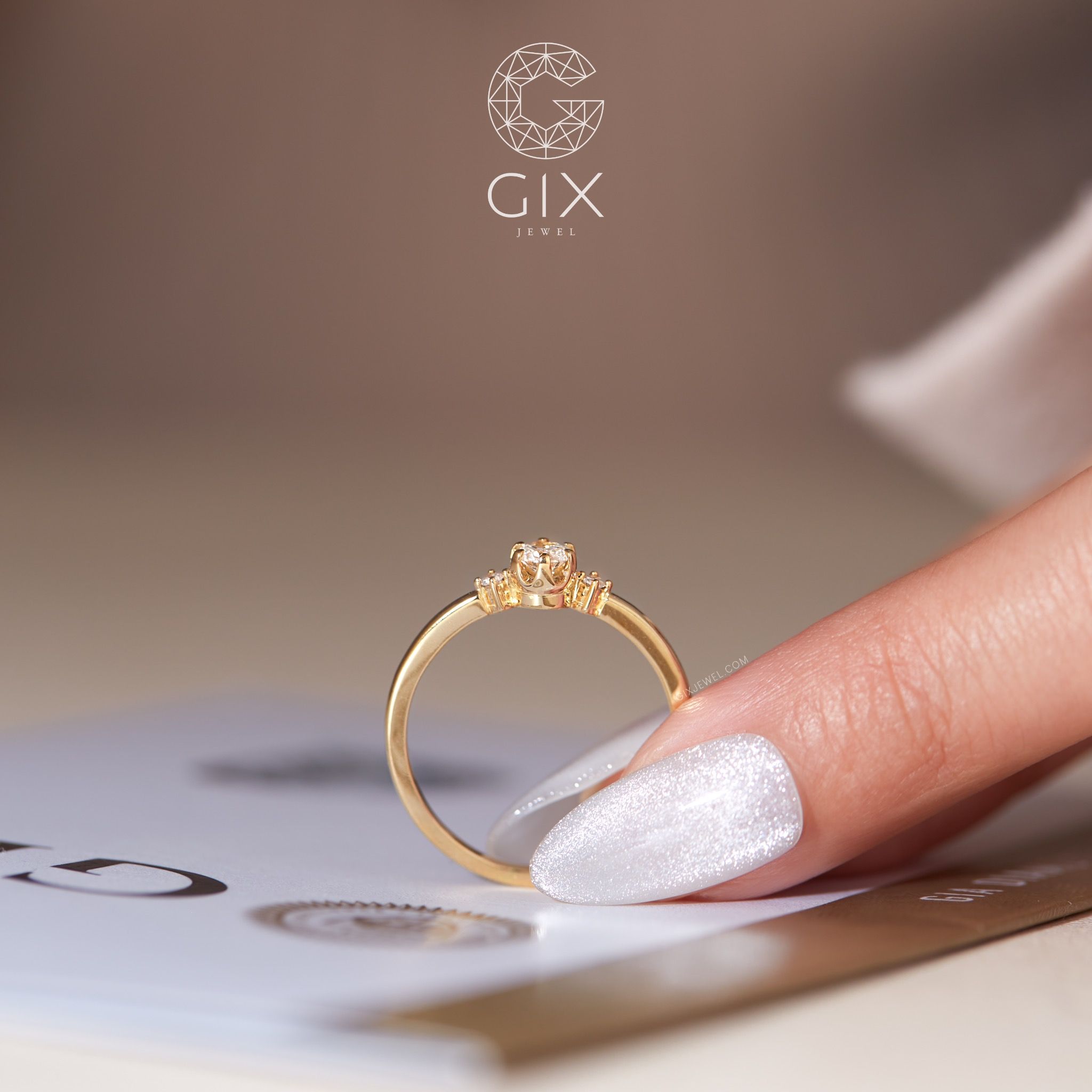 Nhẫn cầu hôn vàng 18k đẹp đơn giản bạc s925 đính kim cương cao cấp Gix Jewel