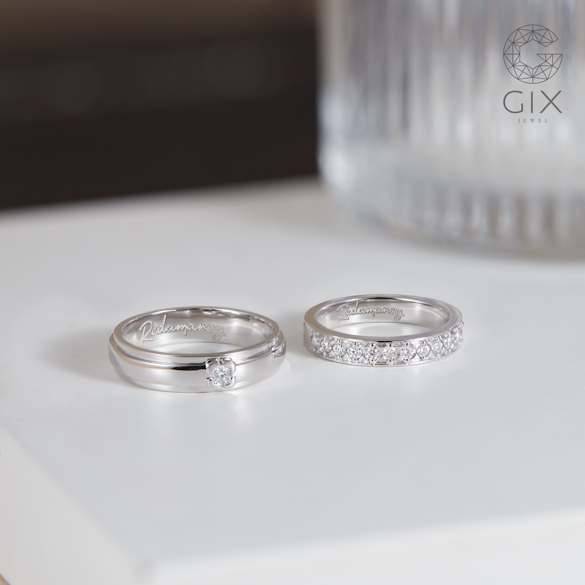 Nhẫn Cặp Đính Kim Cương Moissanite Cao Cấp Gix Jewel - GCR25050005