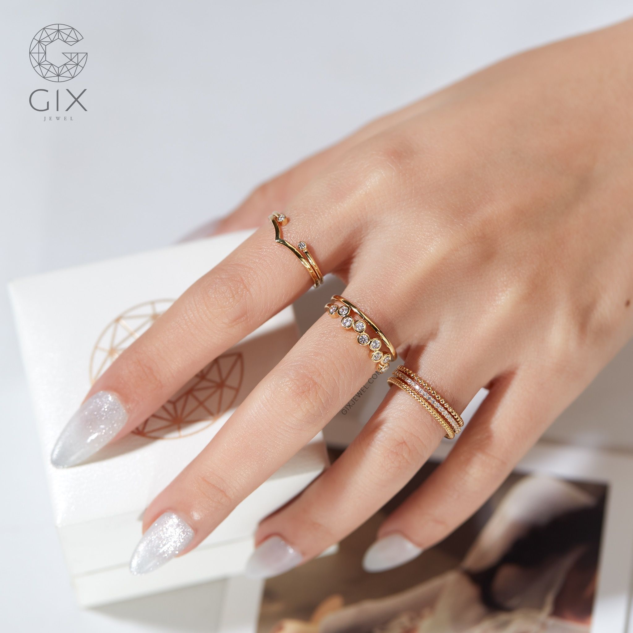 Nhẫn trơn nữ đẹp bạc đẹp vàng 18k đai xoắn vòng Gix Jewel