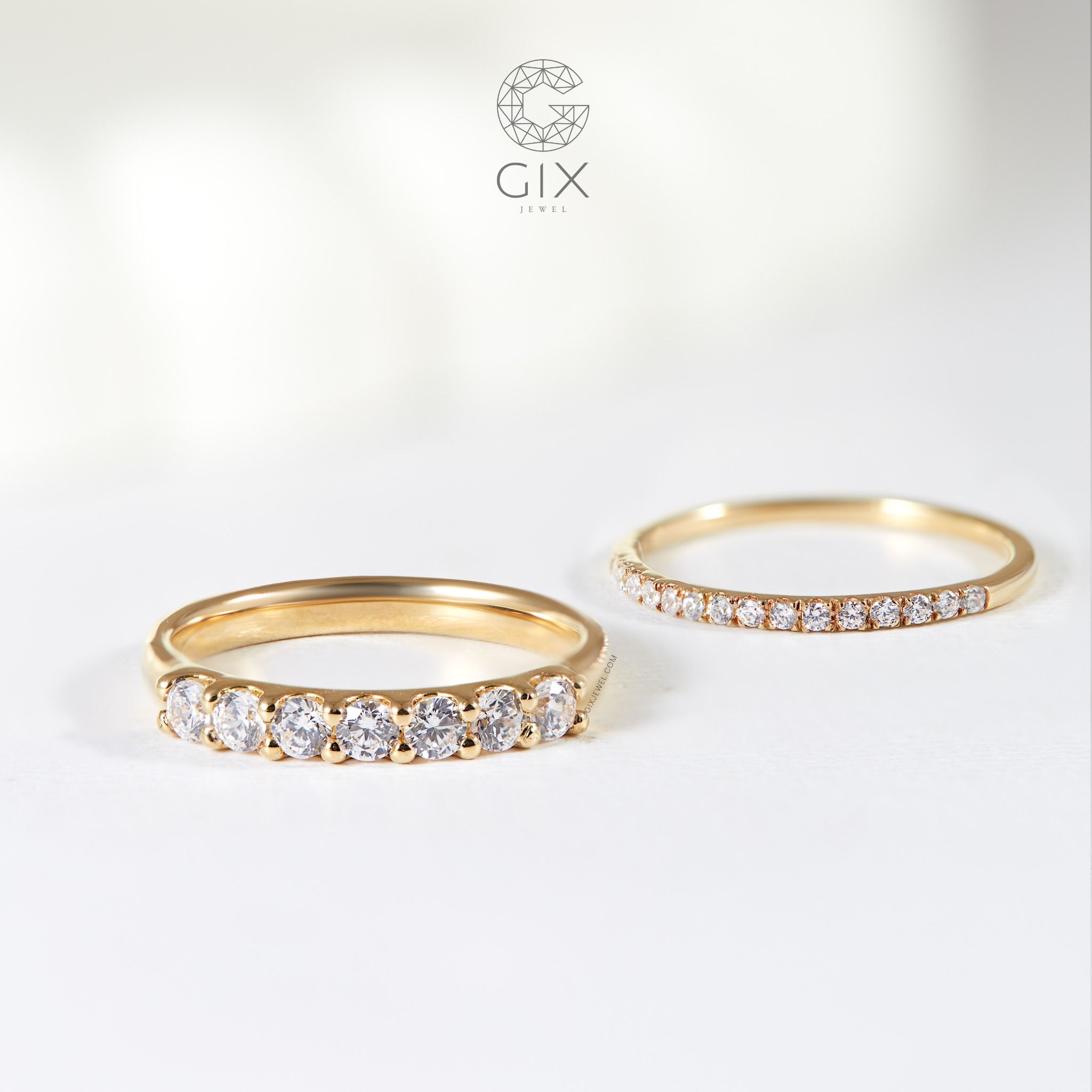 Nhẫn nữ kim cương tấm vàng trắng 18k & bạc đẹp sang trọng Gix Jewel