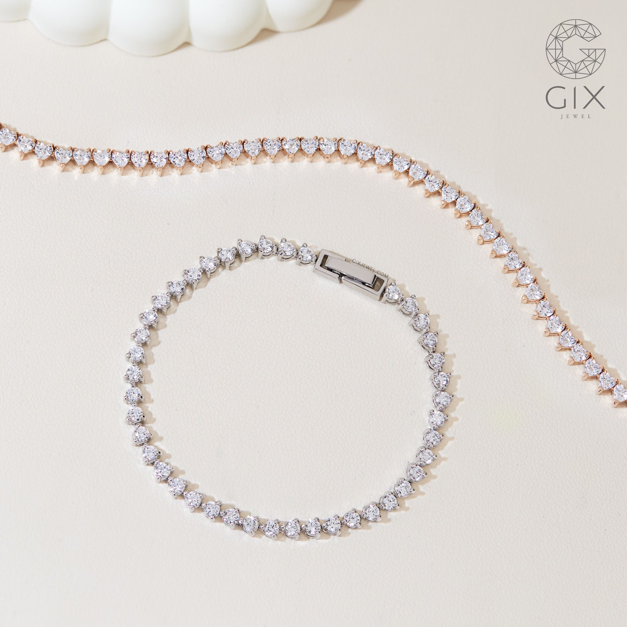 Lắc tay tennis chain vàng 18k bạc 925 đẹp nam nữ đính full đá cao cấp