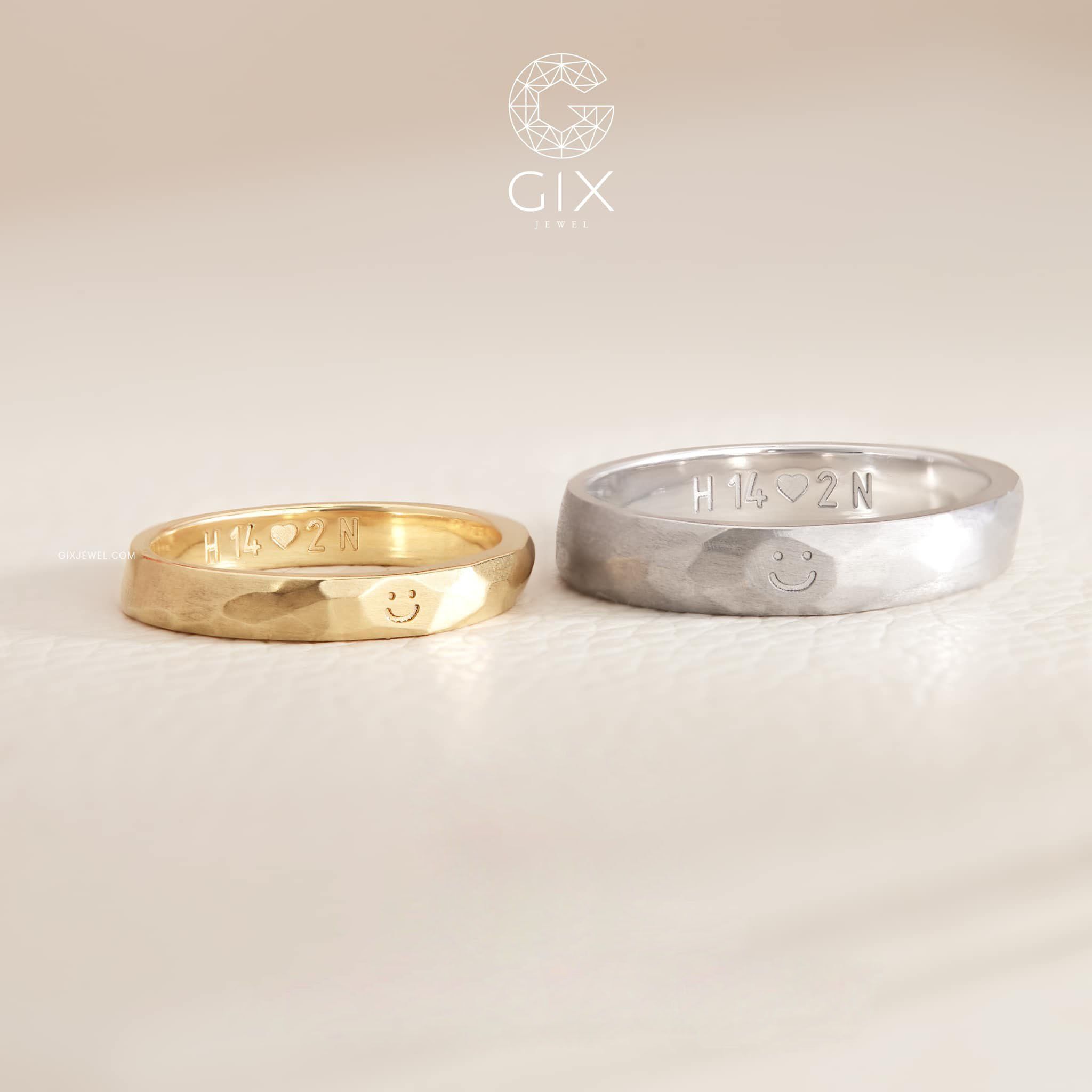 Nhẫn Cưới Vàng 18K Đơn Giản Sang Trọng Khắc Chữ Gix Jewel - GCR25050132