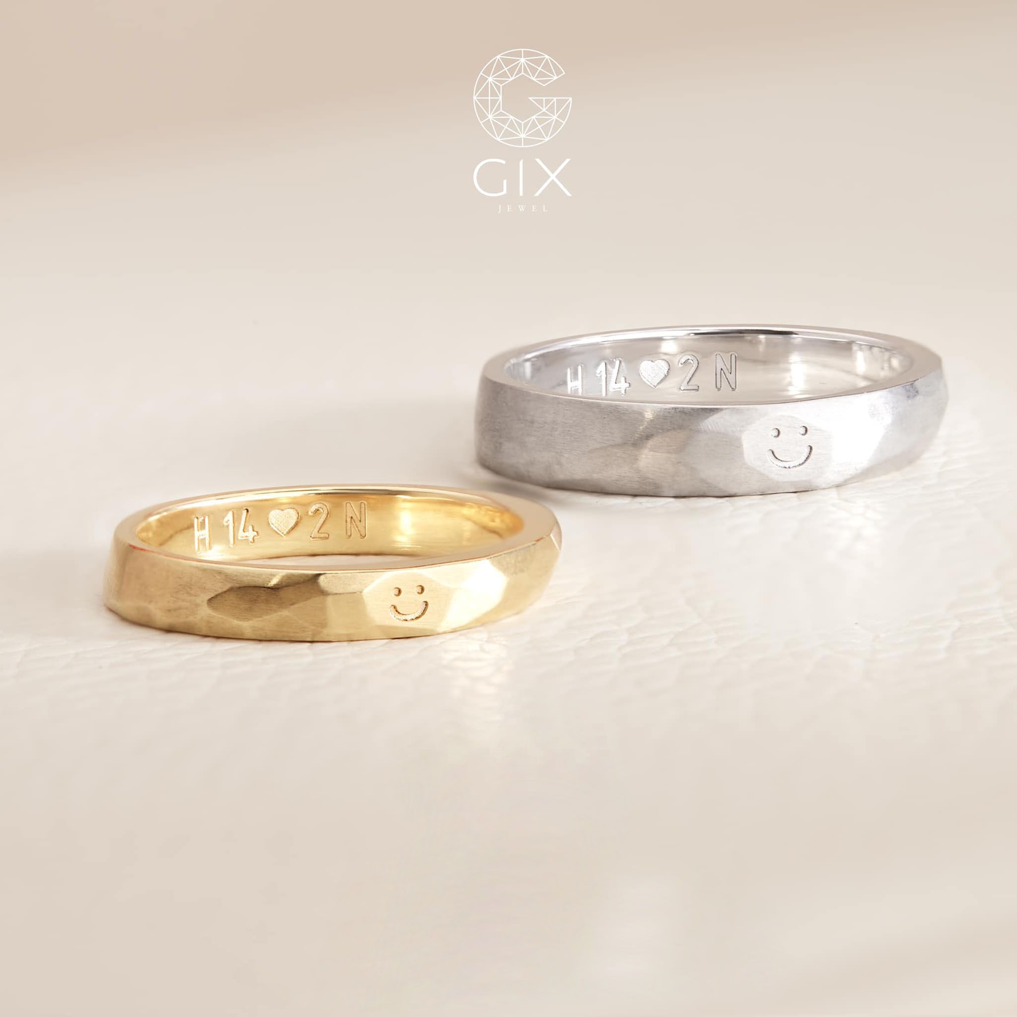 Nhẫn cưới đẹp vàng 18k tròn trơn đơn giản sang trọng khắc chữ Gix Jewel