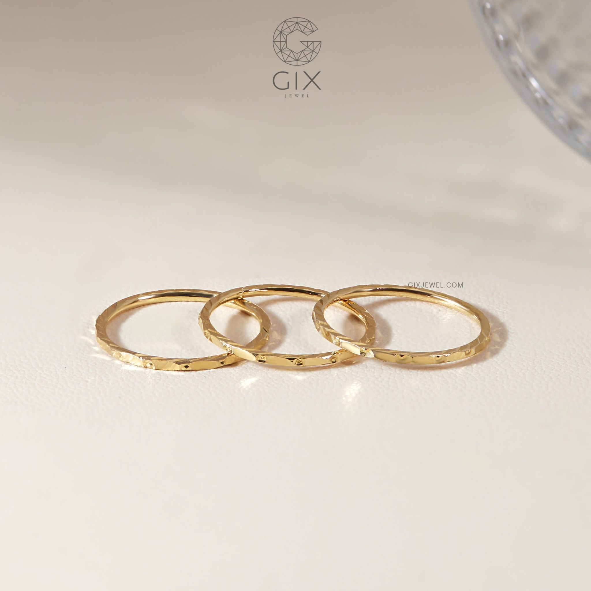Nhẫn bạc trơn nữ s925 vàng 18k vát mỏng đeo ngón trỏ cá tính Gix Jewel