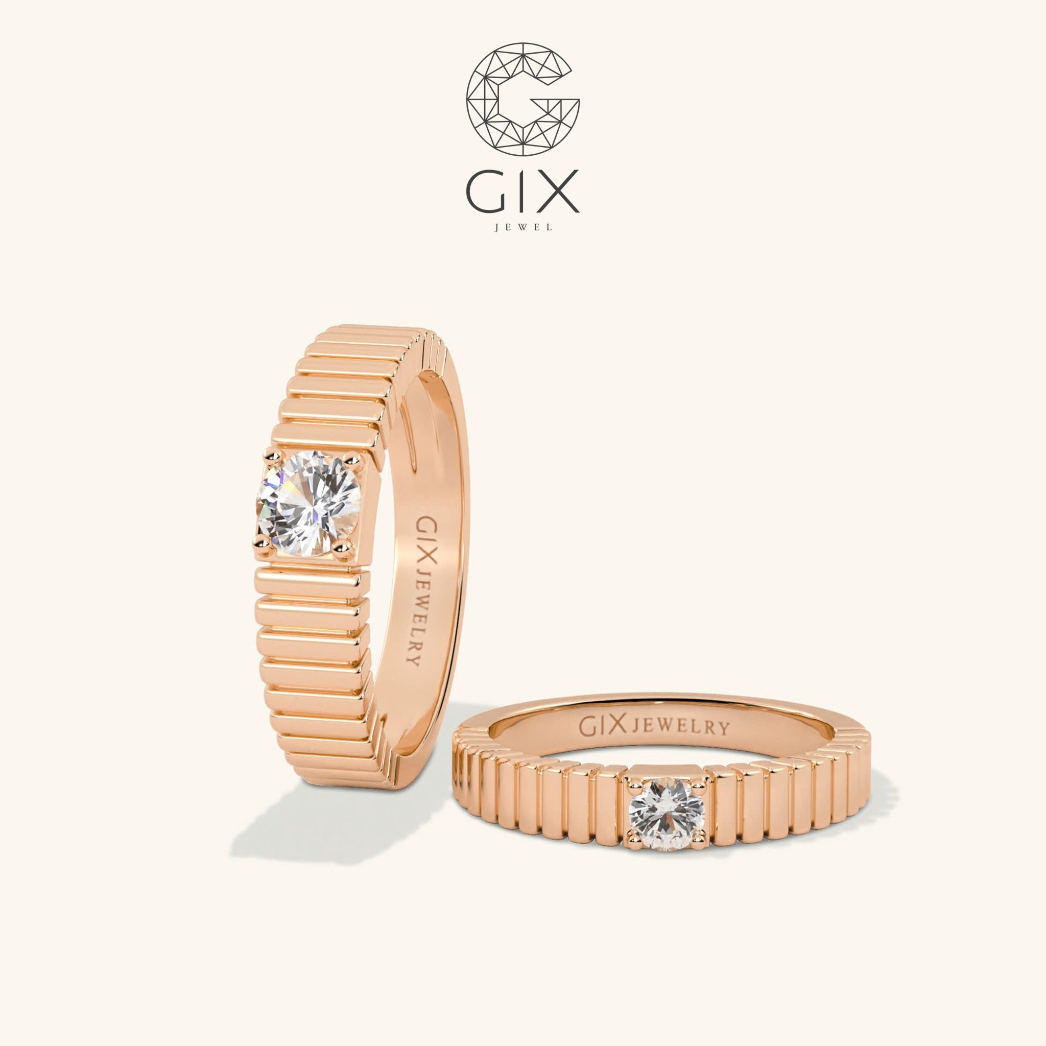 Nhẫn Cưới Vàng 14k Đính Moissanite Gix Jewel - GCR25050108