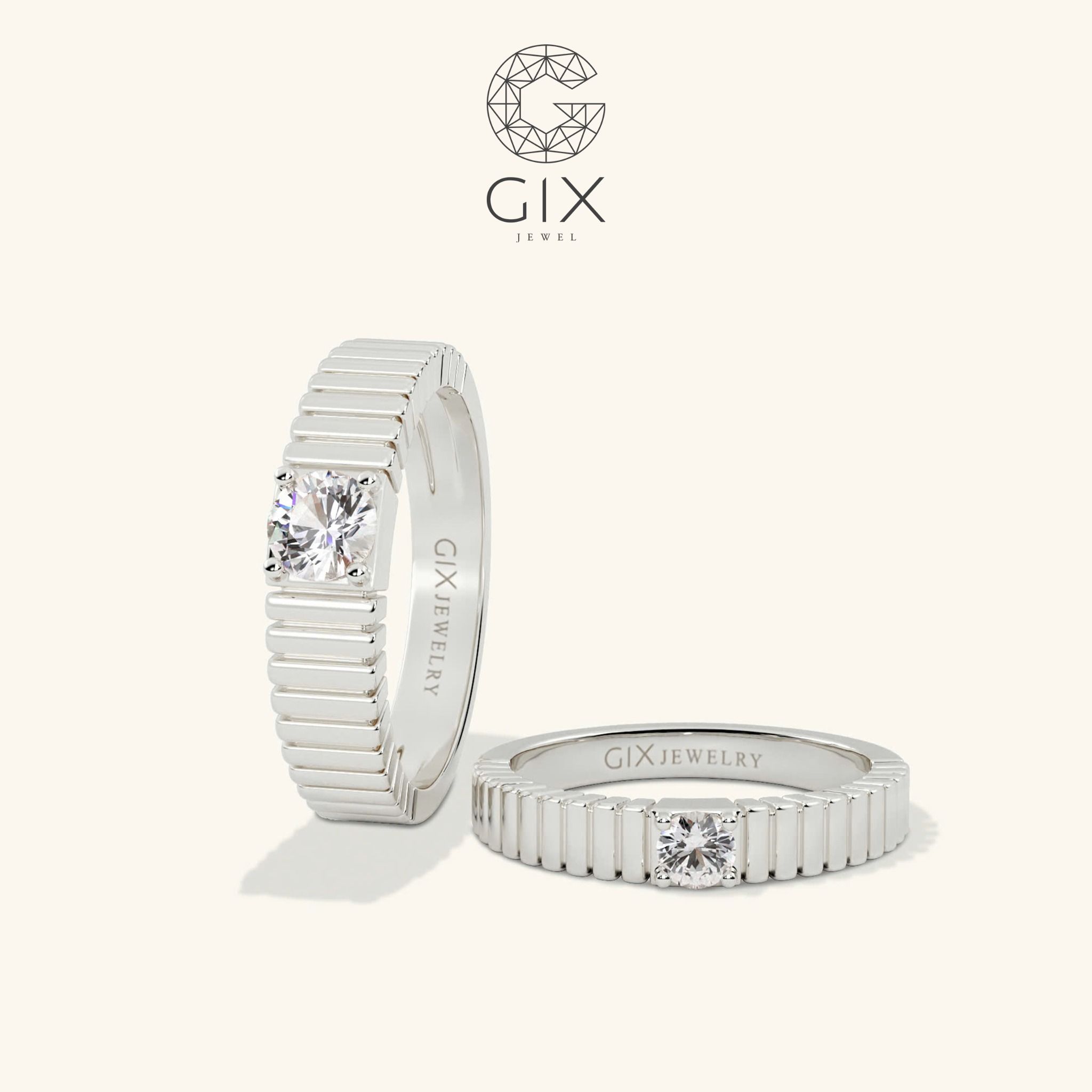 Nhẫn Cưới Vàng 14k Đính Moissanite Gix Jewel - GCR25050108