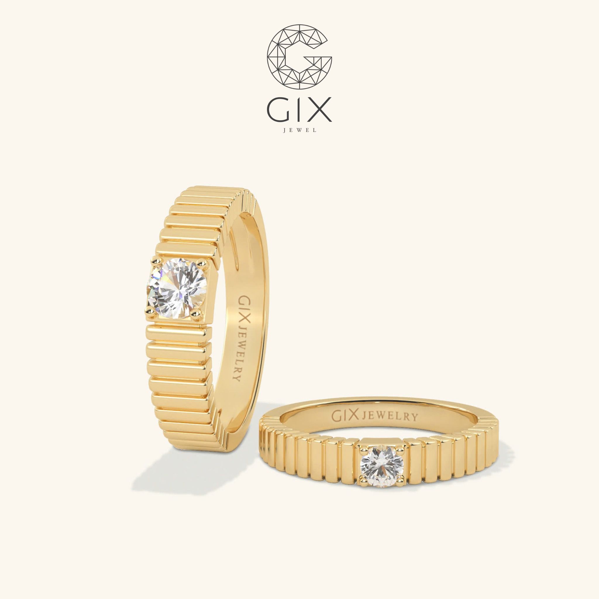 Nhẫn Cưới Vàng 14k Đính Moissanite Gix Jewel - GCR25050108