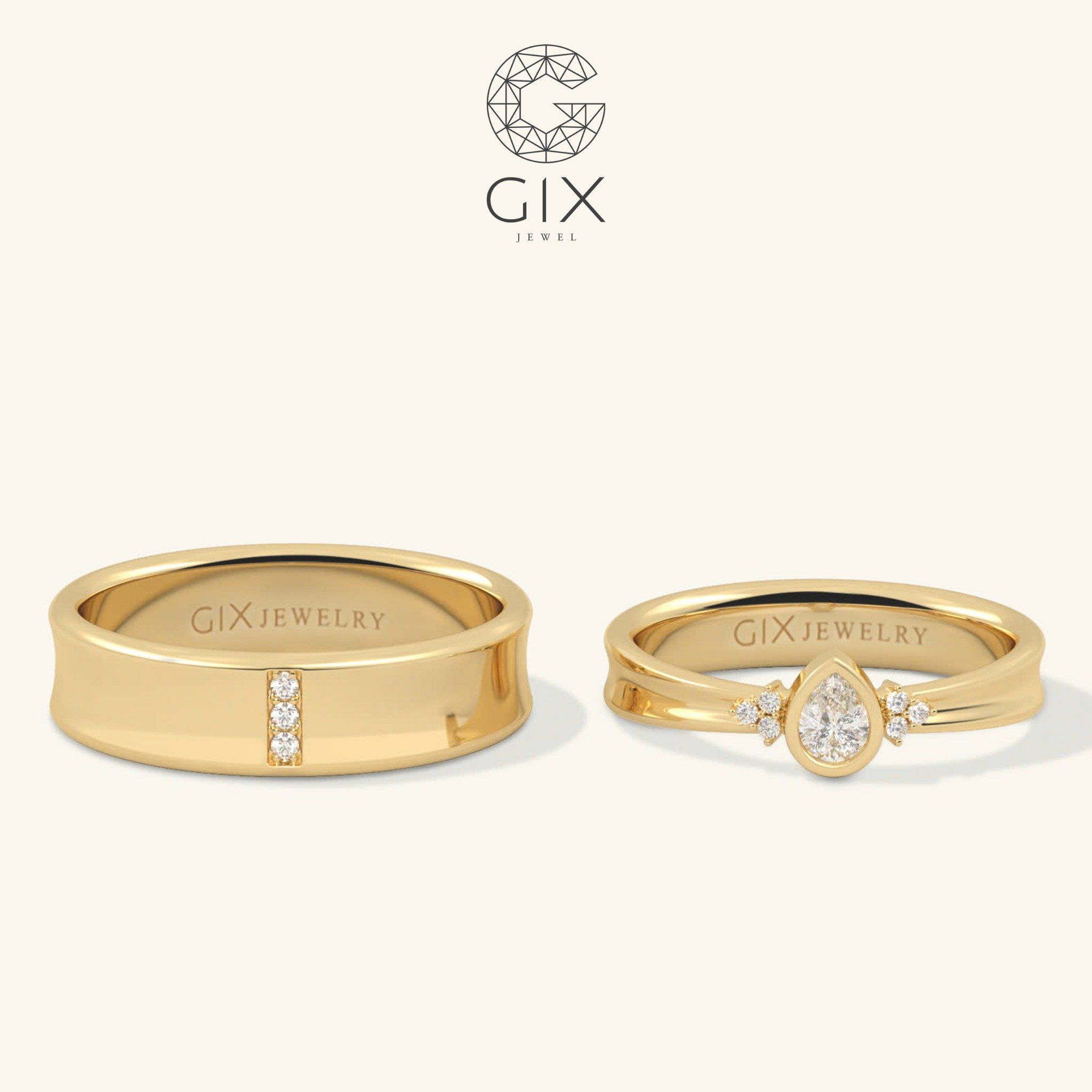 Nhẫn Cưới Vàng 610 Kiểu Hàn Quốc Hiện Đại Gix Jewel - GCR25050111