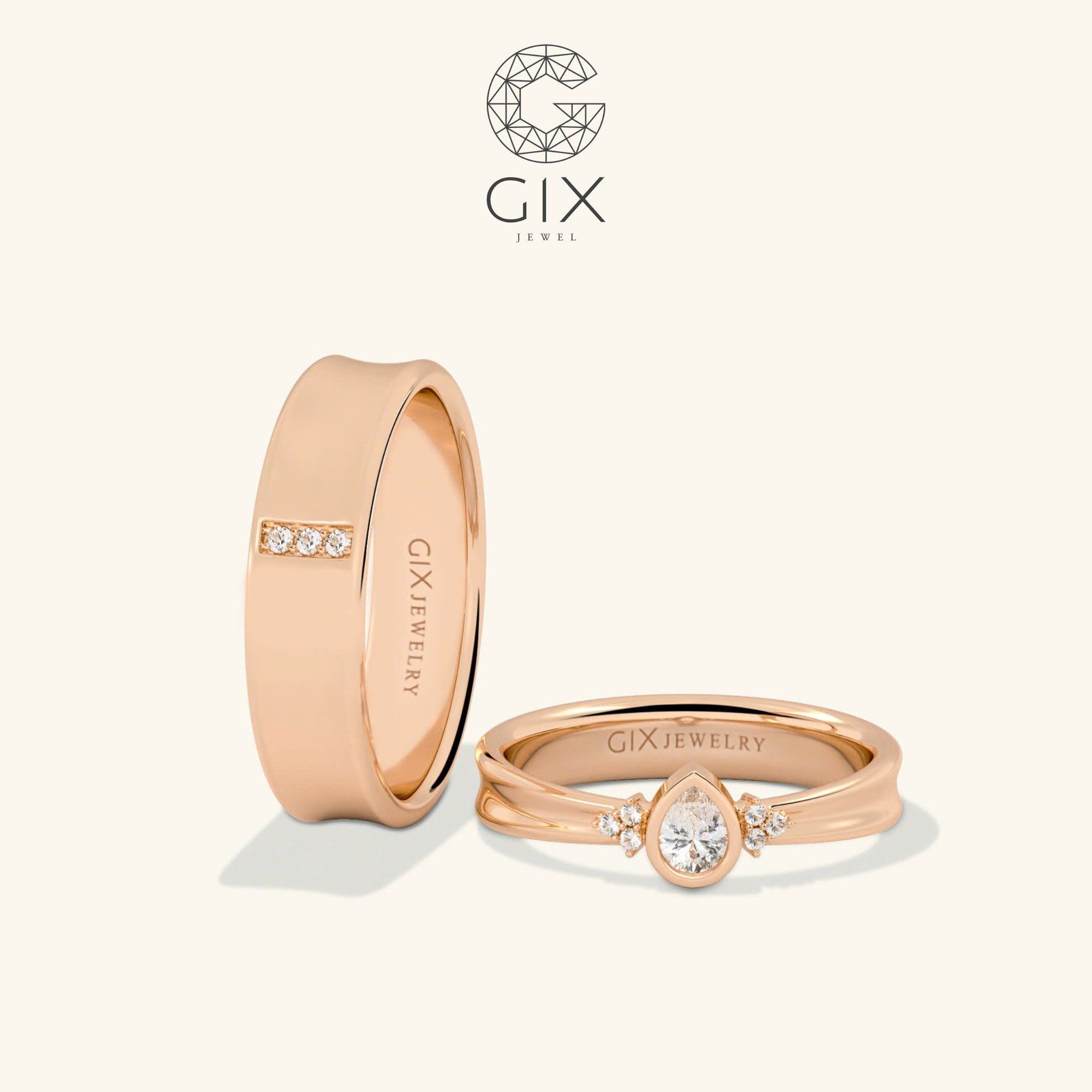 Nhẫn Cưới Vàng 14k Kiểu Hàn Quốc Hiện Đại Gix Jewel - GCR25050111