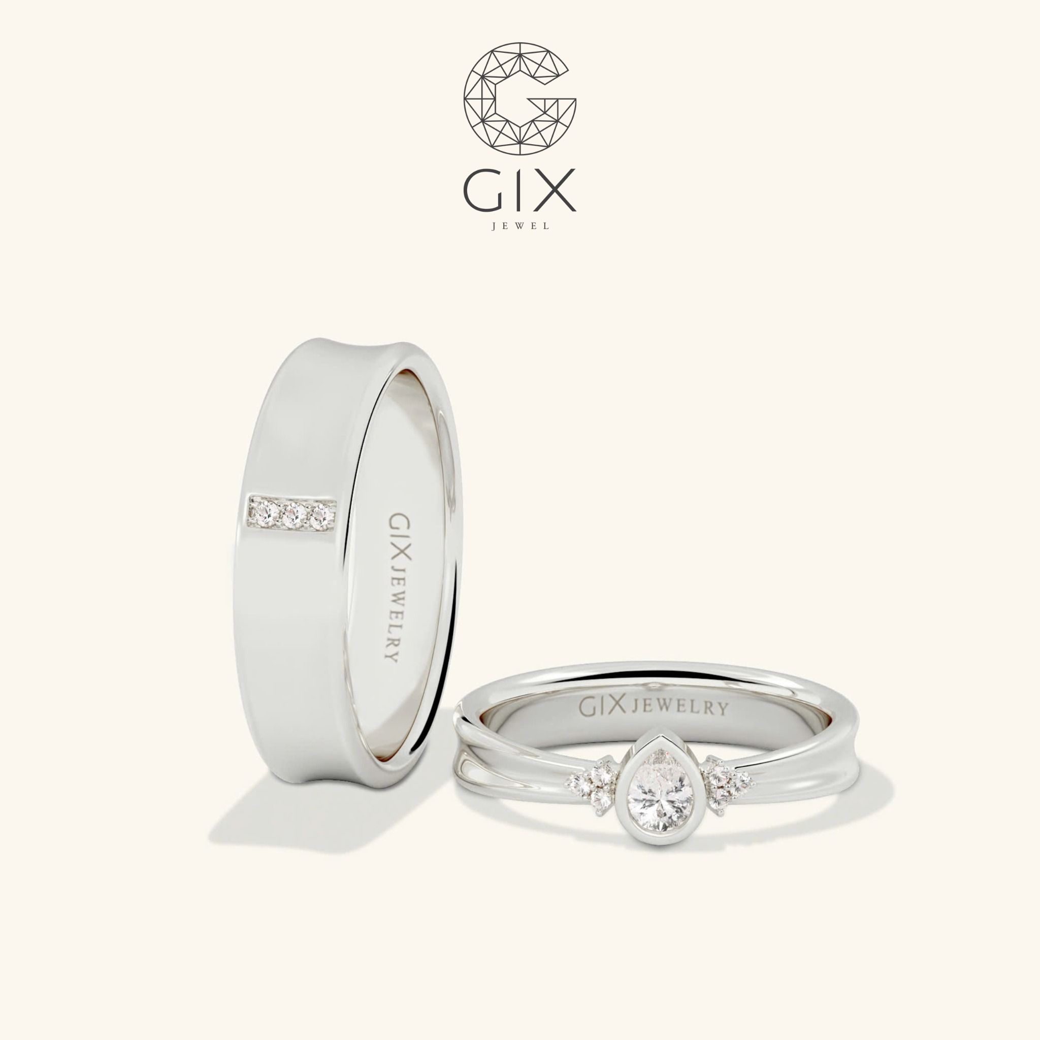 Nhẫn Cặp Hàn Quốc Đẹp Đính Đá Cao Cấp Gix Jewel - GCR25050111