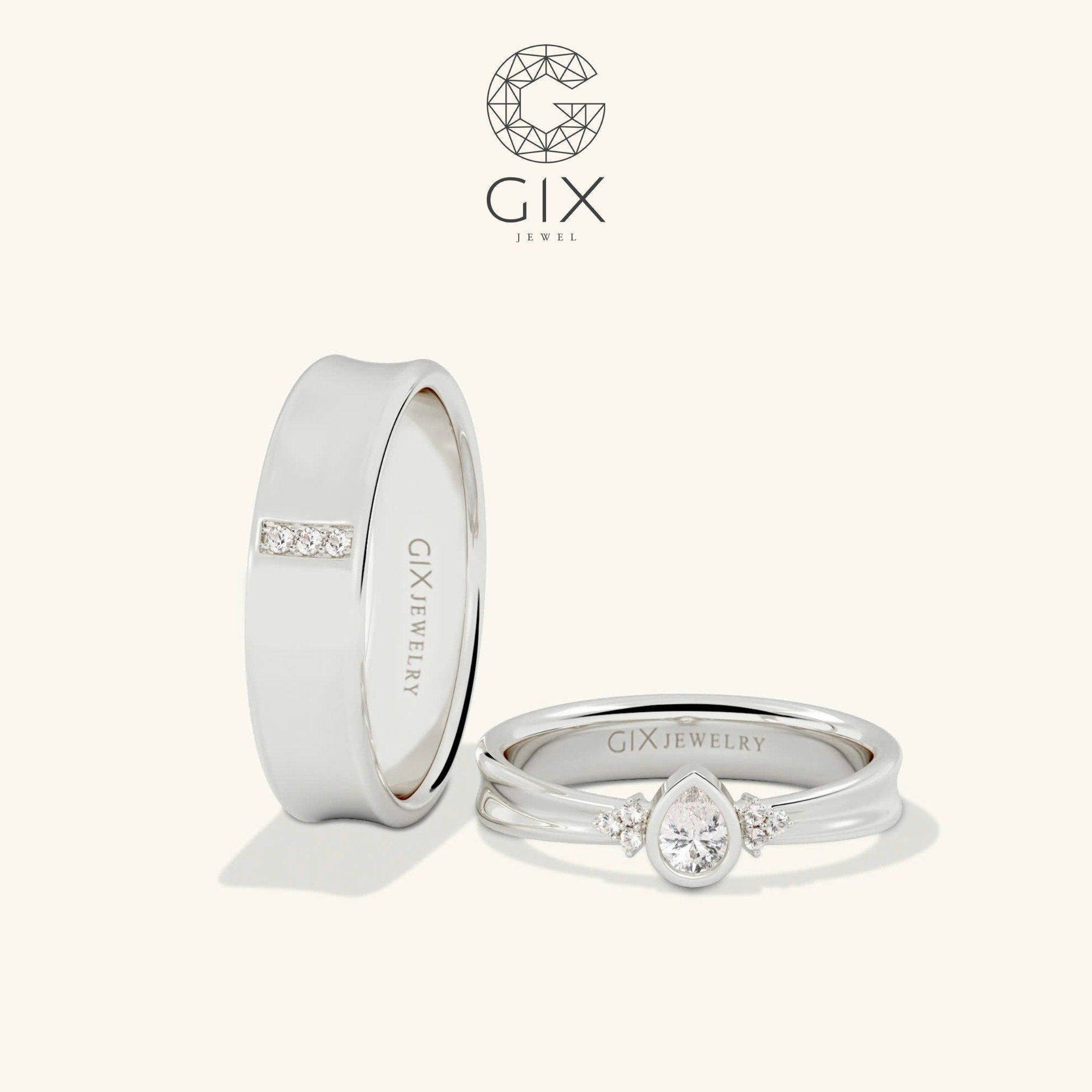 Nhẫn Cưới Vàng 14k Kiểu Hàn Quốc Hiện Đại Gix Jewel - GCR25050111