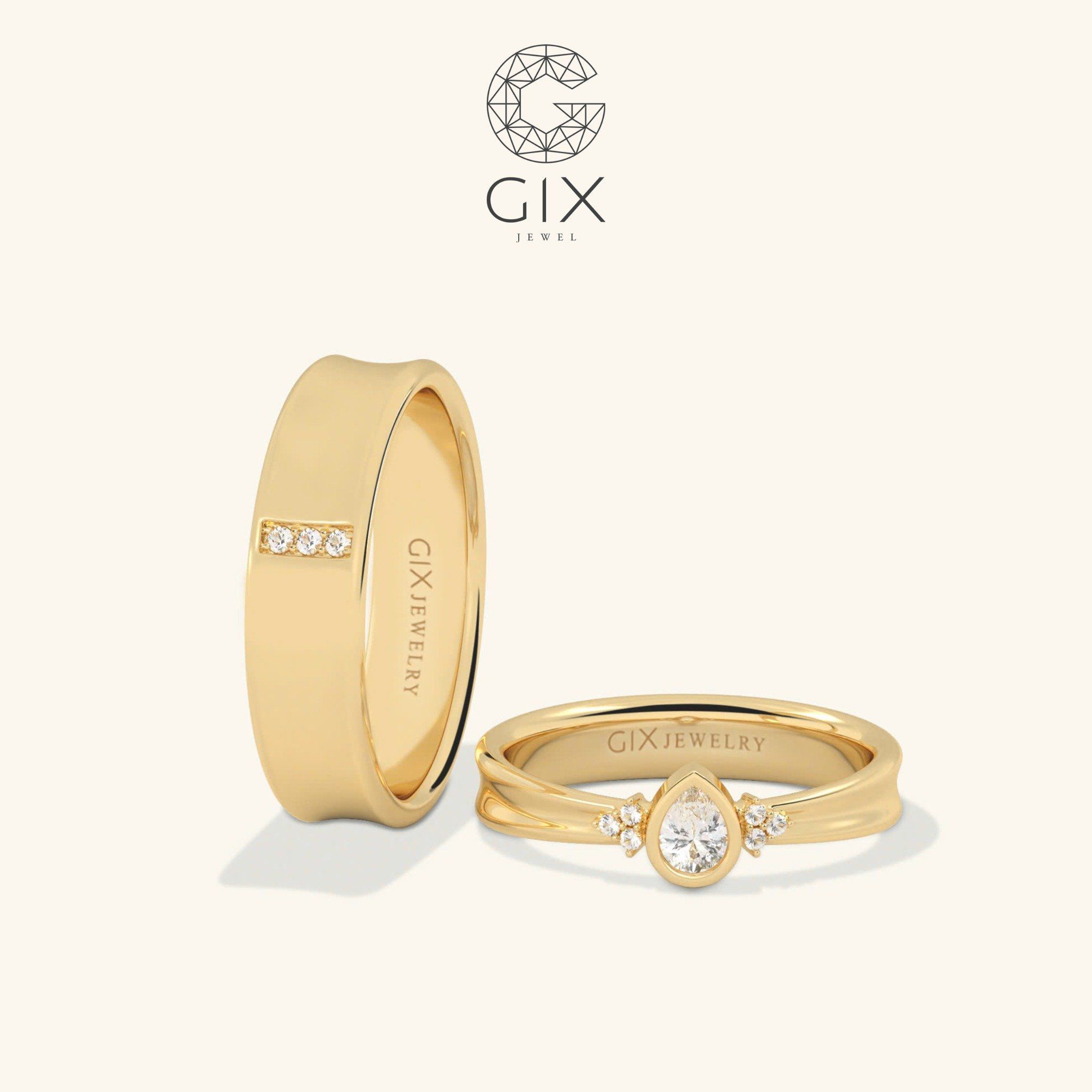 Nhẫn Cưới Vàng 14k Kiểu Hàn Quốc Hiện Đại Gix Jewel - GCR25050111