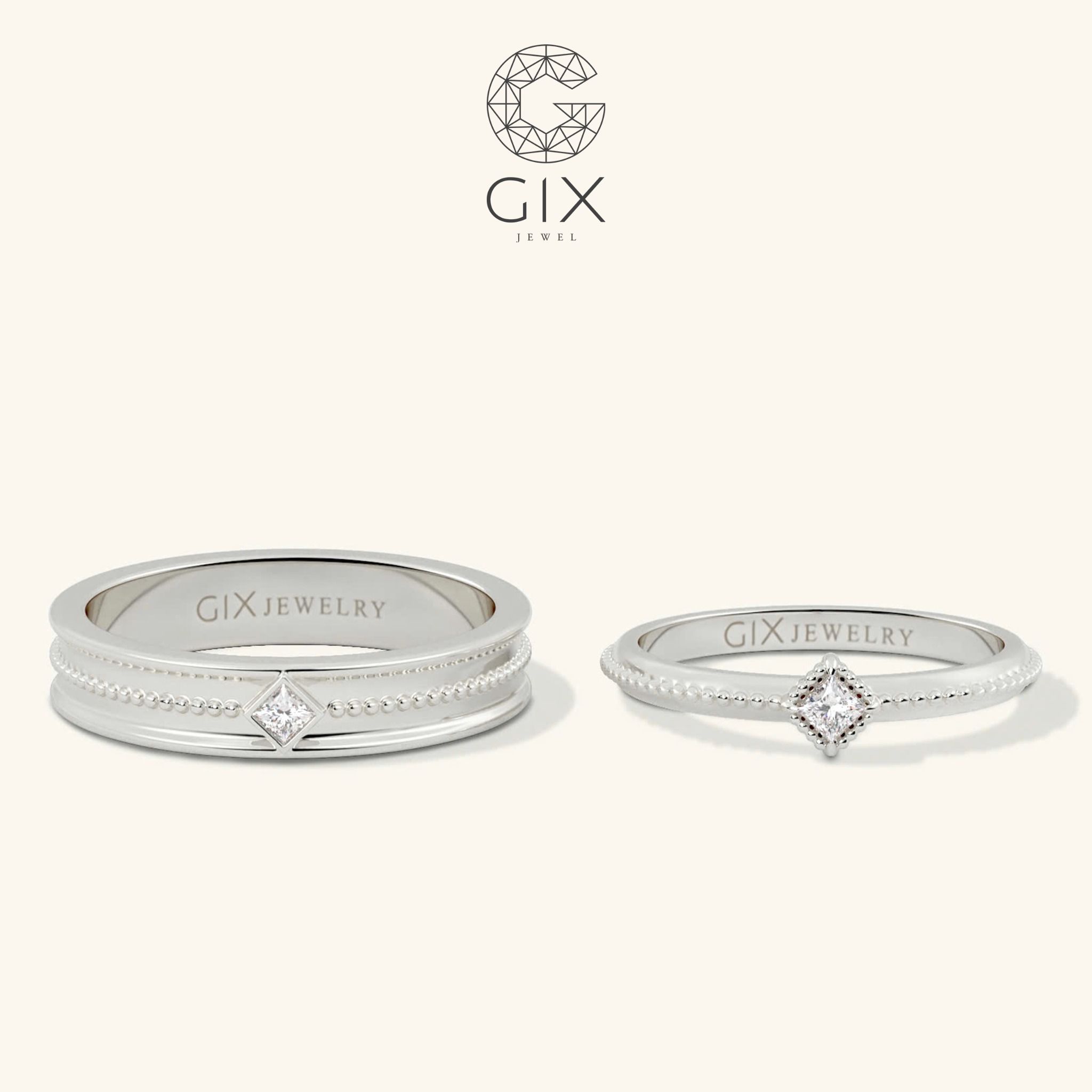 Nhẫn cưới full kim cương vàng tây 18k bản to đẹp uy tín Gix Jewel