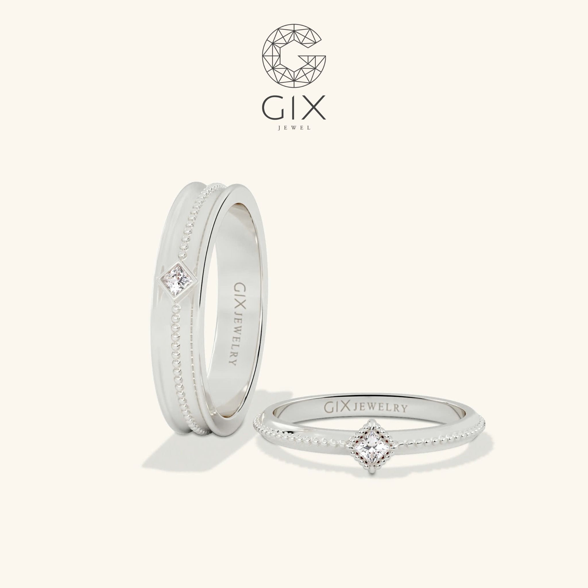 Nhẫn Cưới Vàng 14K Đẹp Đính Kim Cương Gix Jewel - GCR25050113